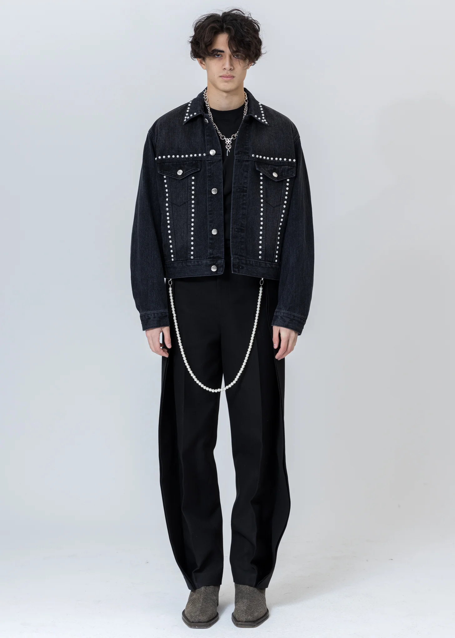 Black Pearl Lining Denim Jacket - Image 7