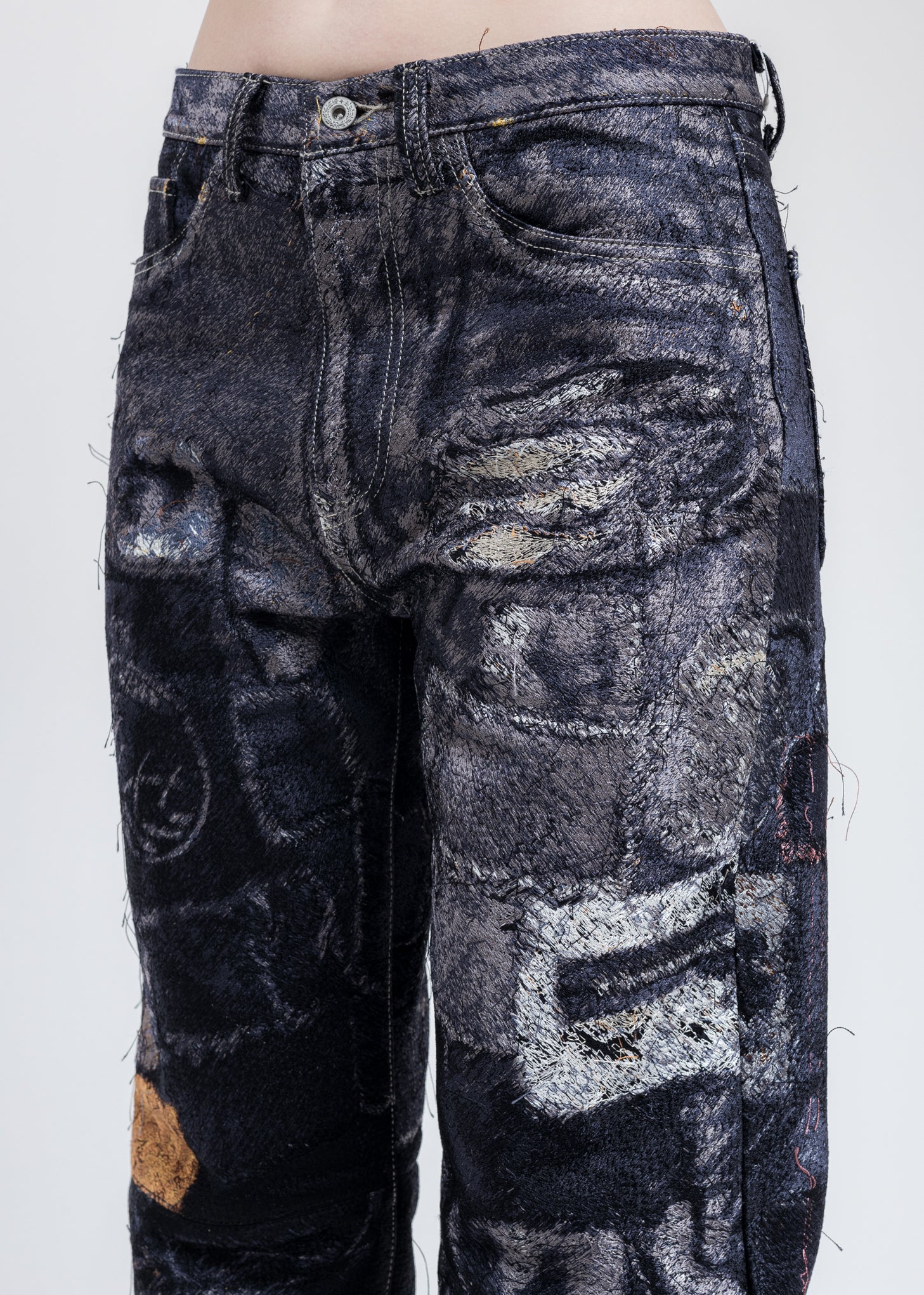 Black PHOTO STITCH Pants - Image 5