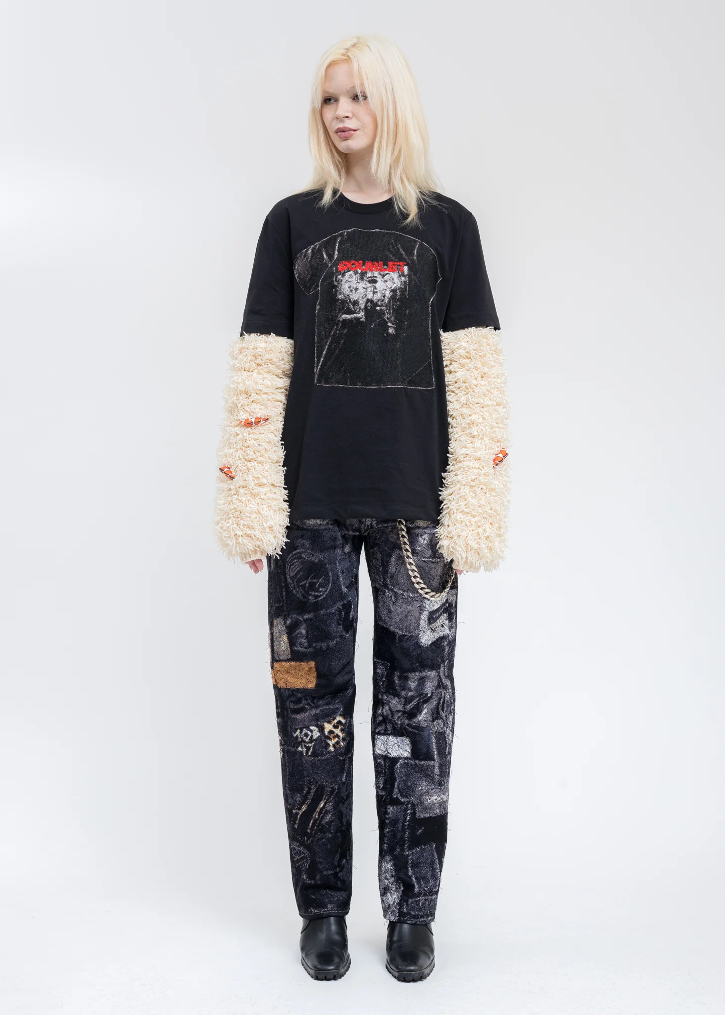 Black PHOTO STITCH Pants - Image 8