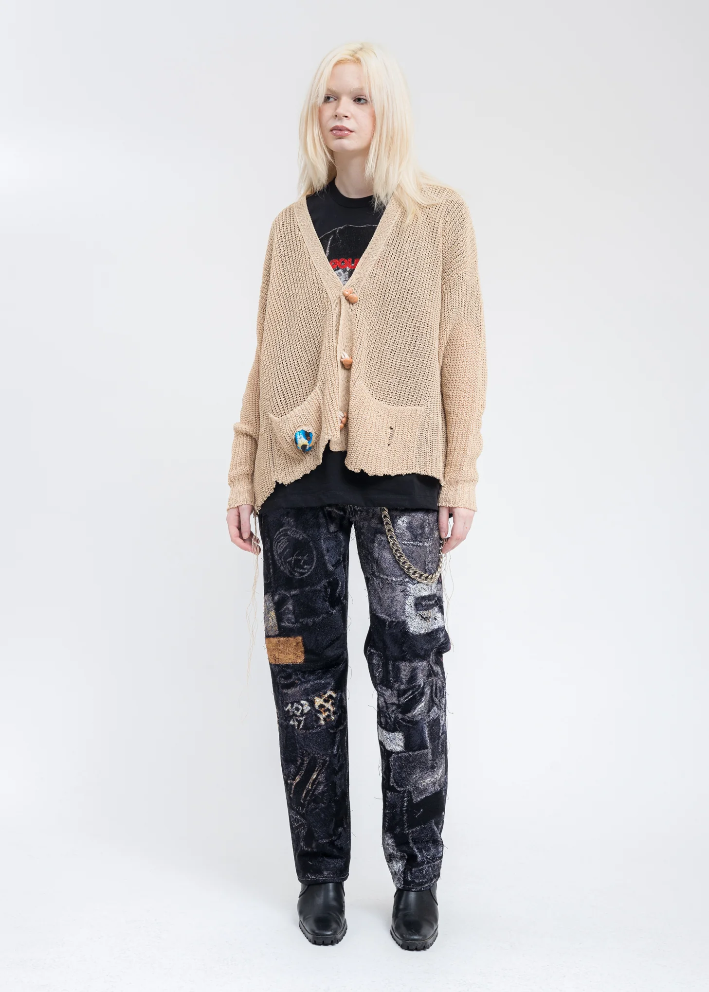 Black PHOTO STITCH Pants - Image 9