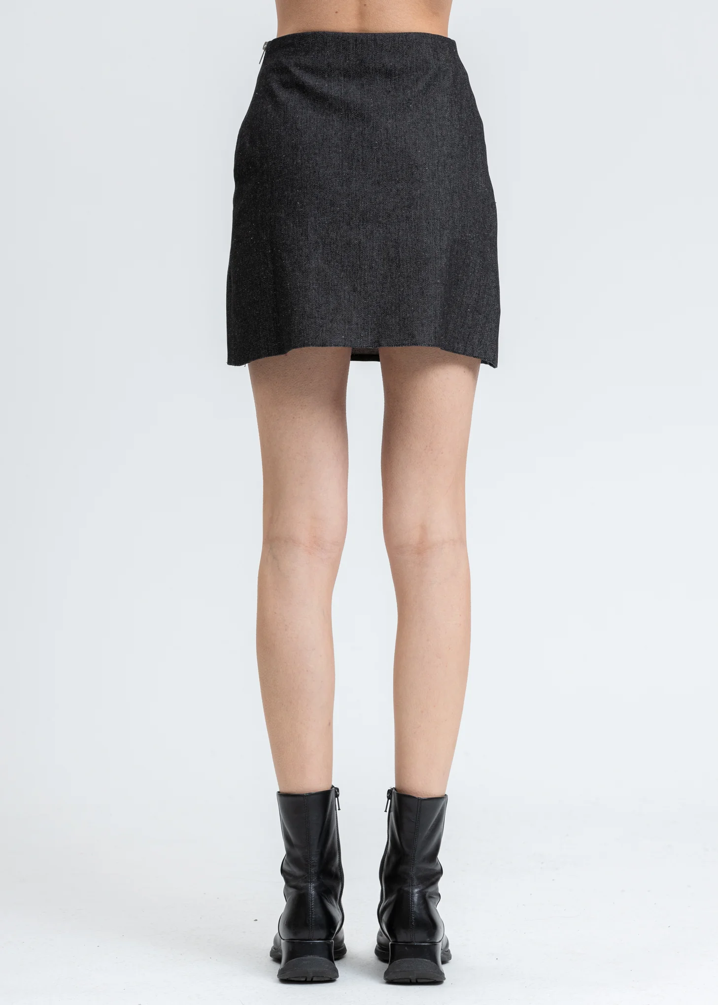Black Pierced Denim Skirt - Image 3