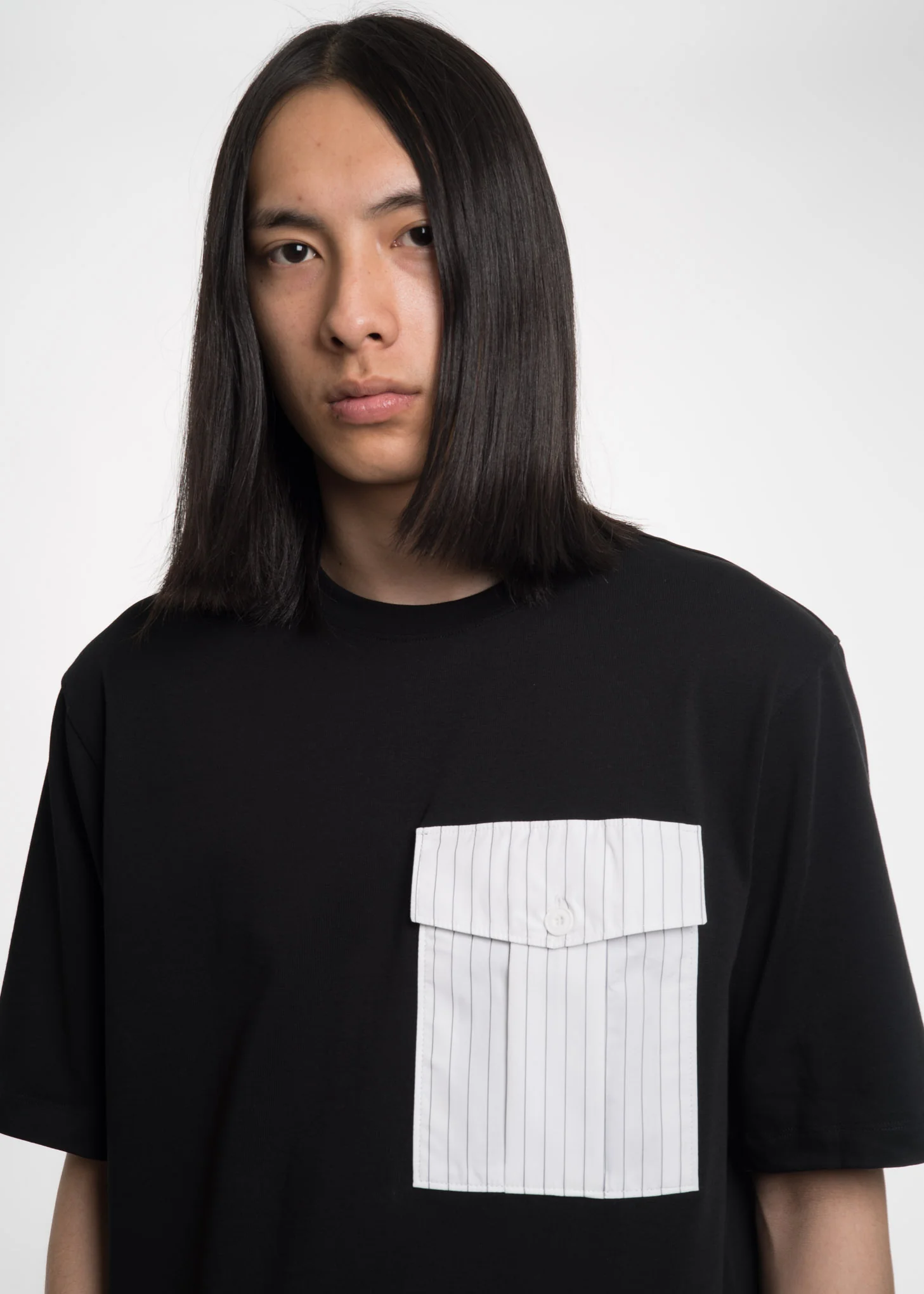 Black Pinstripe Pocket T-Shirt - Image 3
