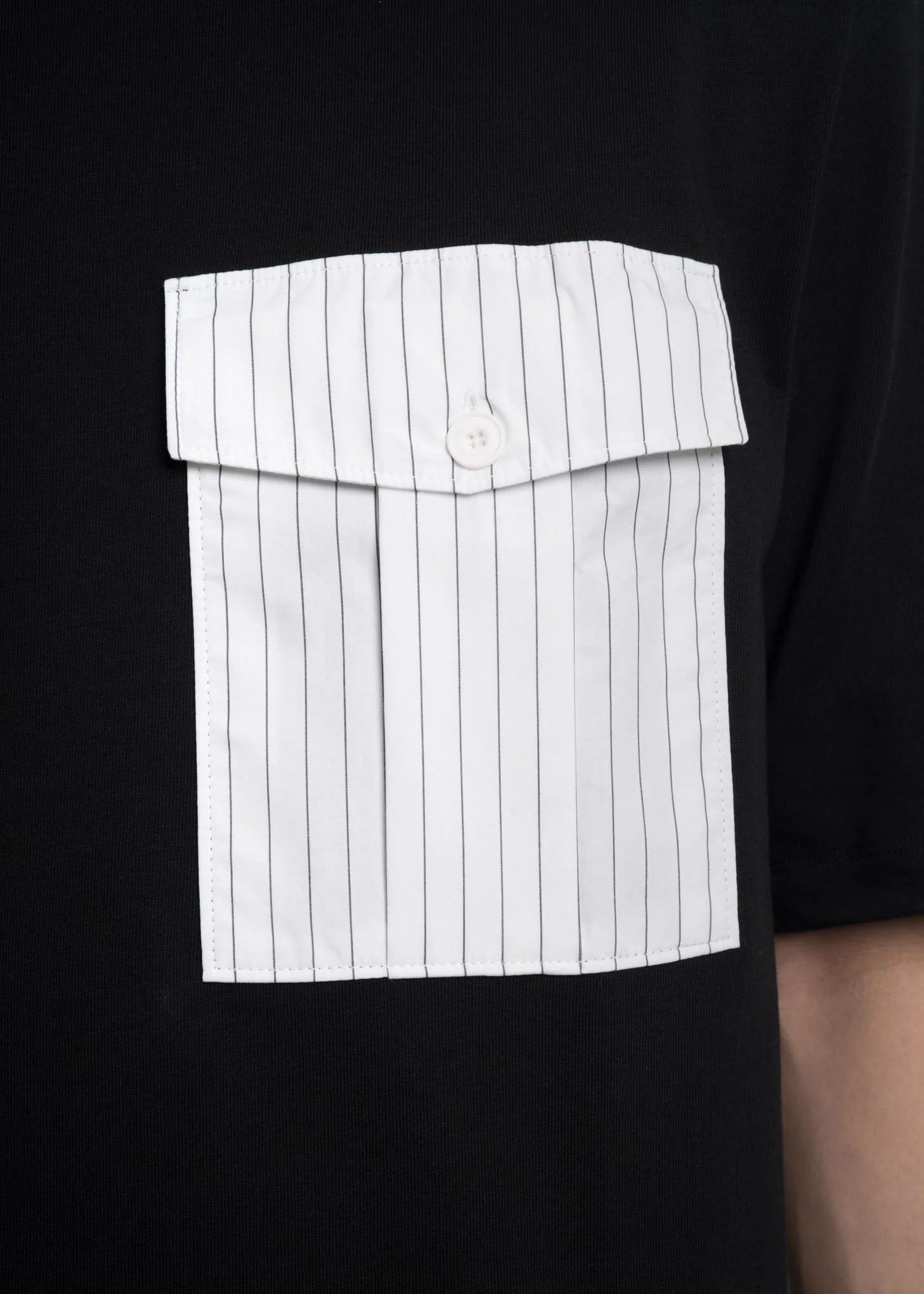 Black Pinstripe Pocket T-Shirt - Image 4