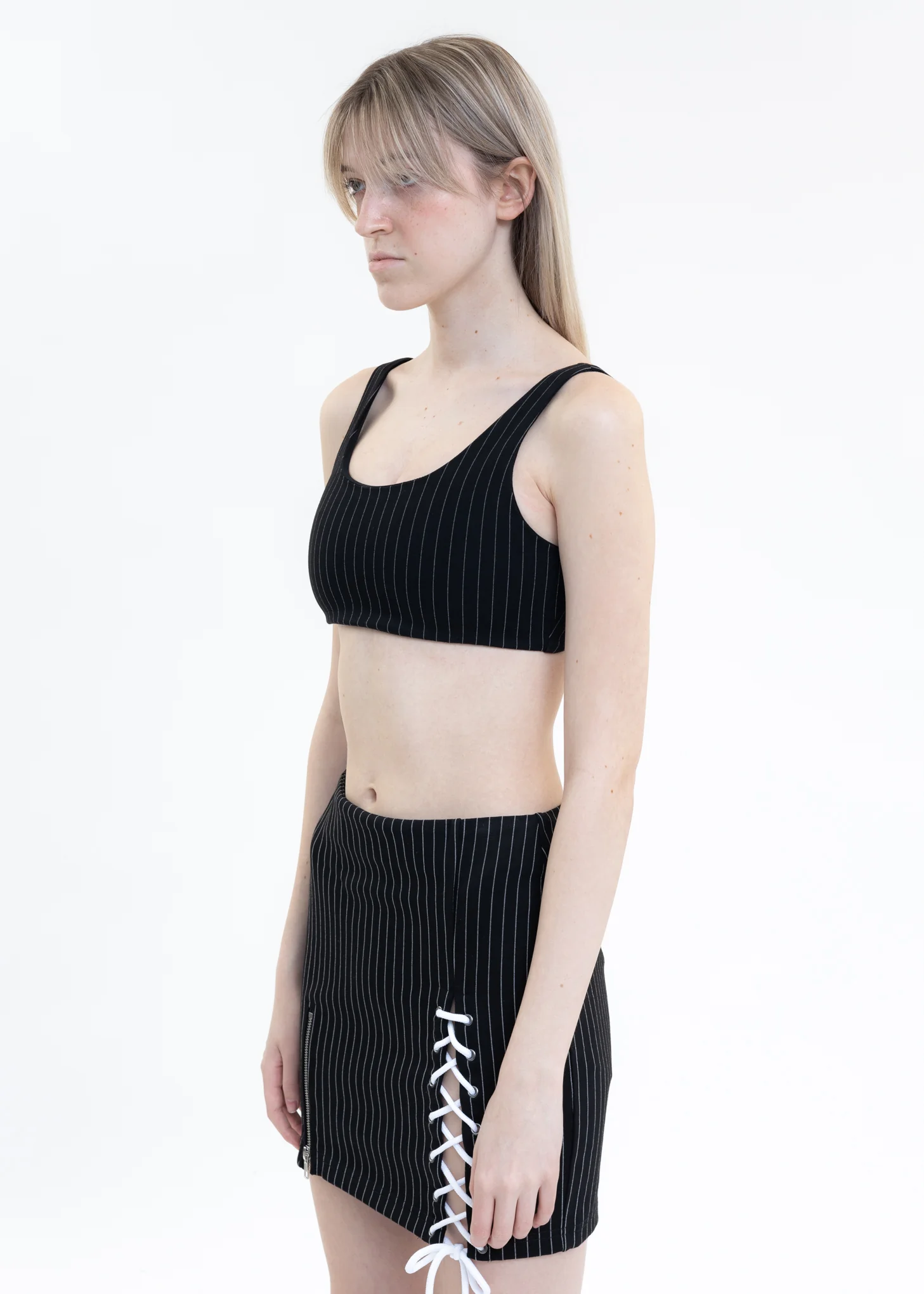 Black Pinstripe Sport Top - Image 3
