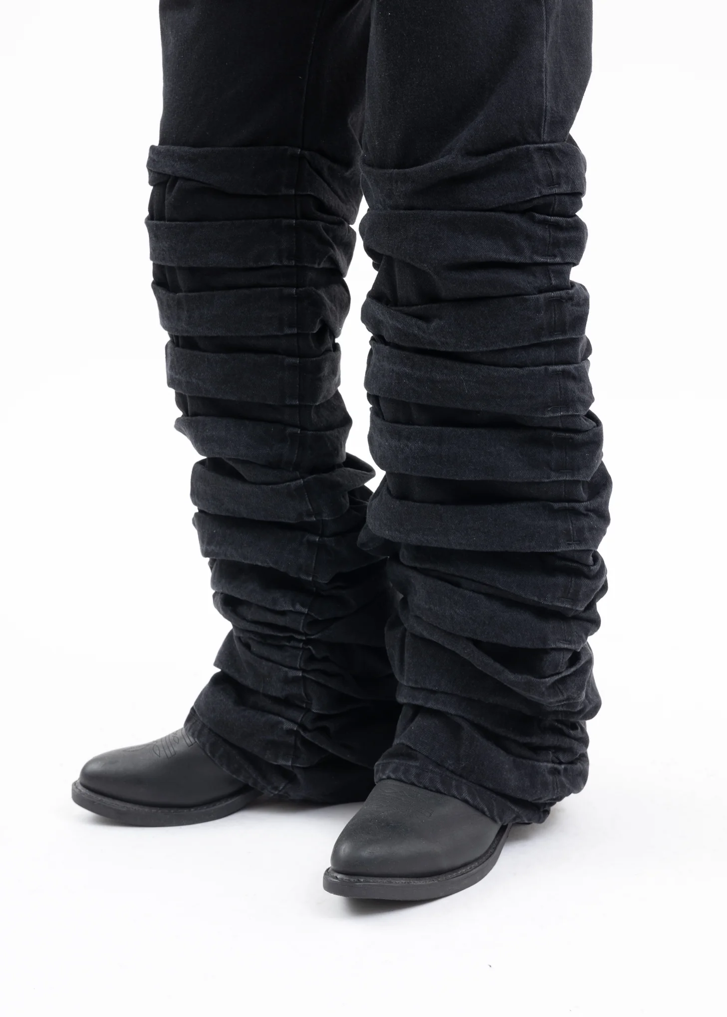BLACK PLASTER DENIM PANTS - Image 4