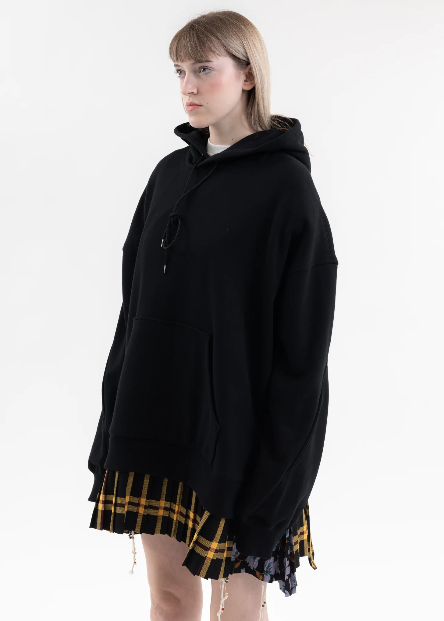 Black Pleats Sweat Hoodie - Image 3