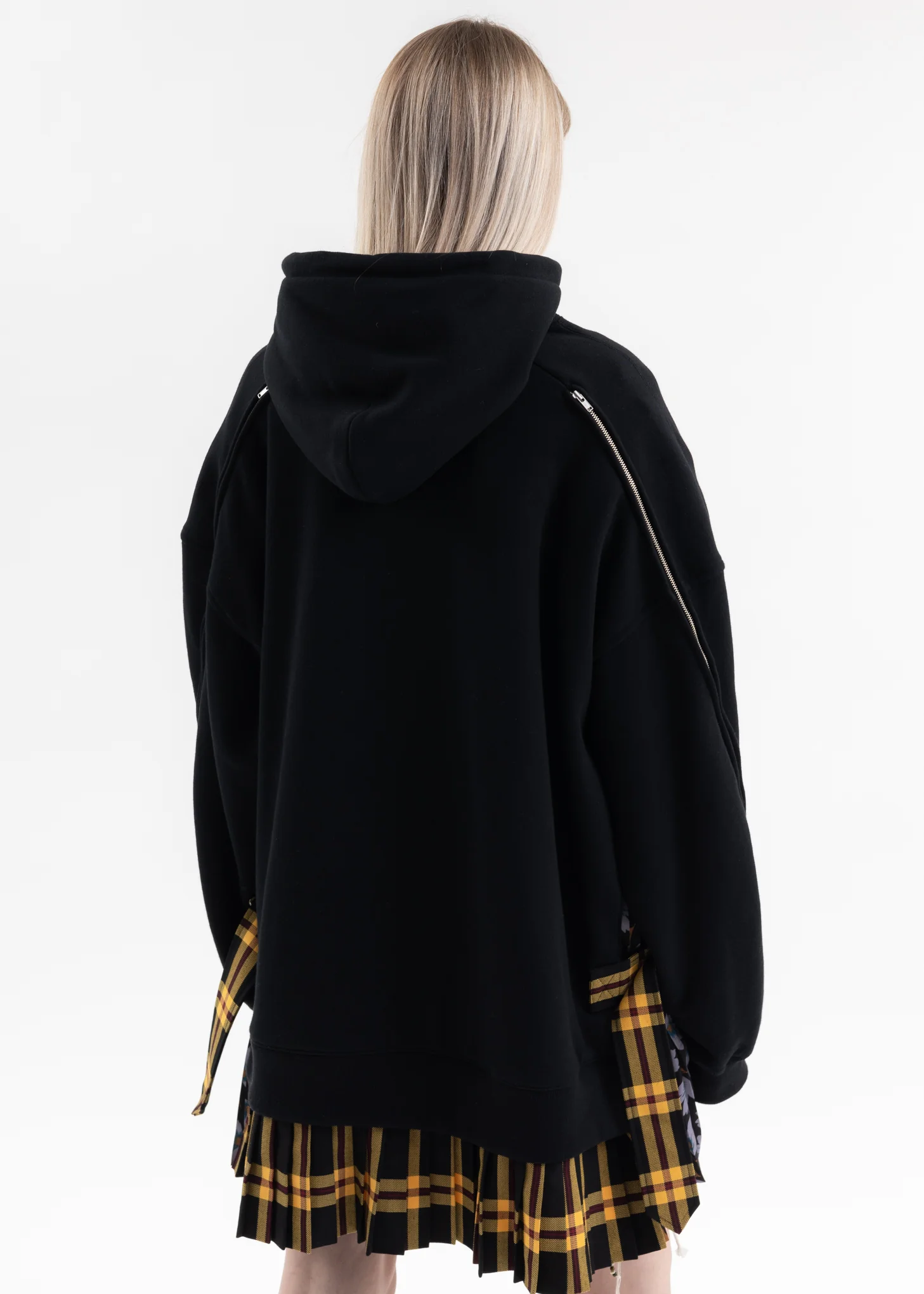Black Pleats Sweat Hoodie - Image 4
