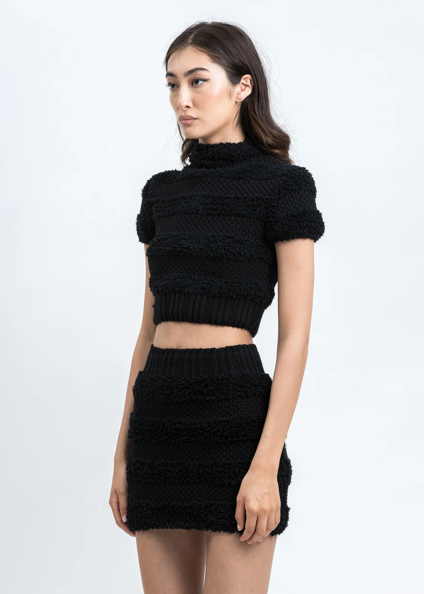 Black Plush Boucle Knit Top - Image 3