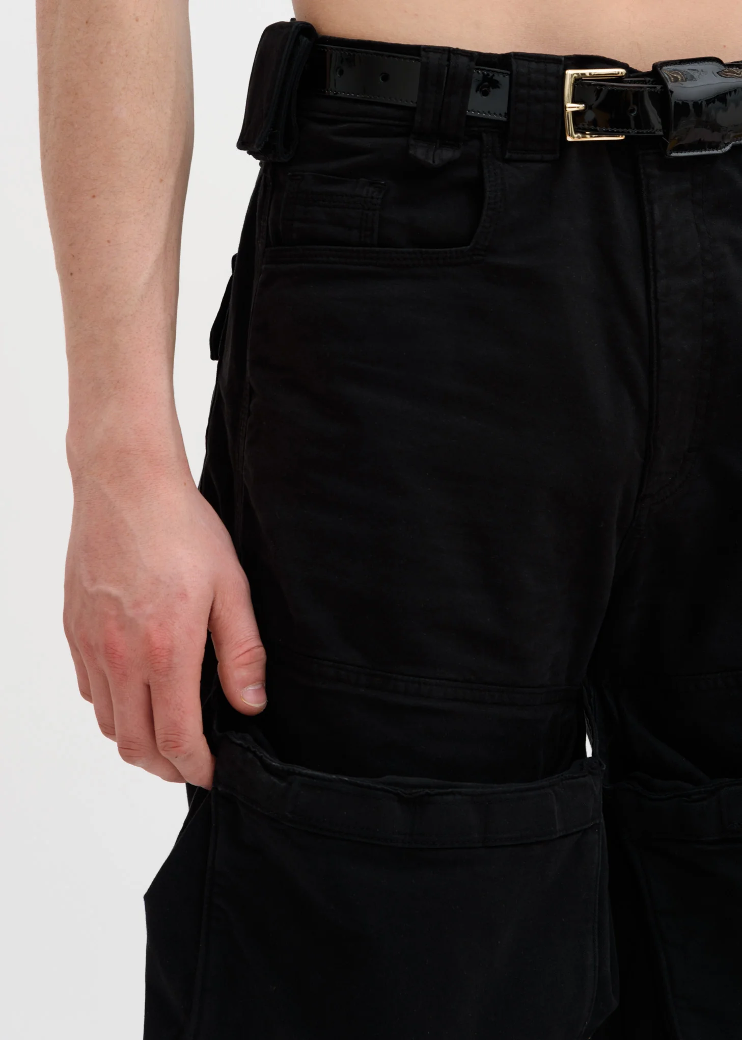 Black Pop Up Leg Trousers - Image 3