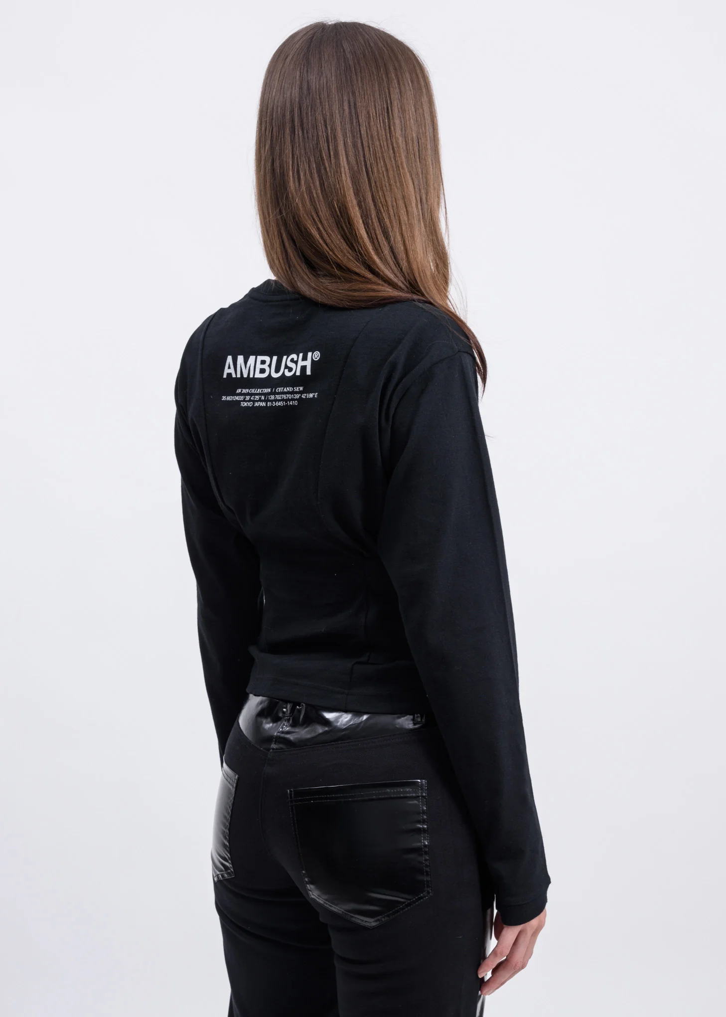 Black Print Waist Tie Long Sleeves - Image 5