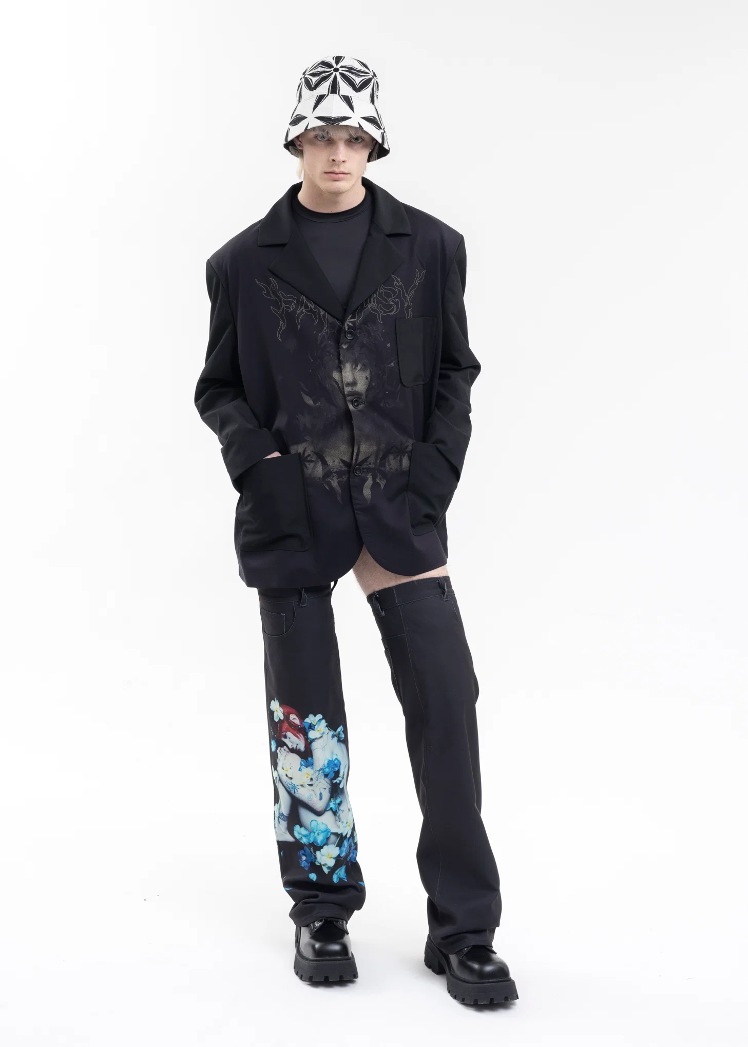 BLACK PRINTED BLAZER - Image 6
