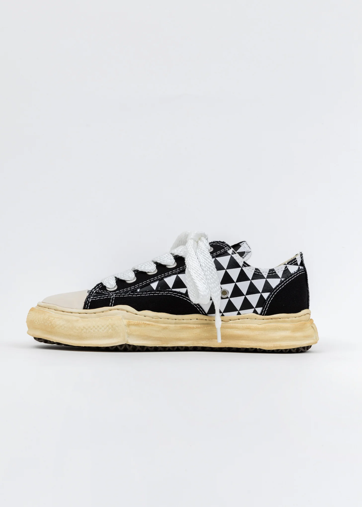 Black Printed Canvas Original Sole Overdyed Lowcut Sneaker - Image 4