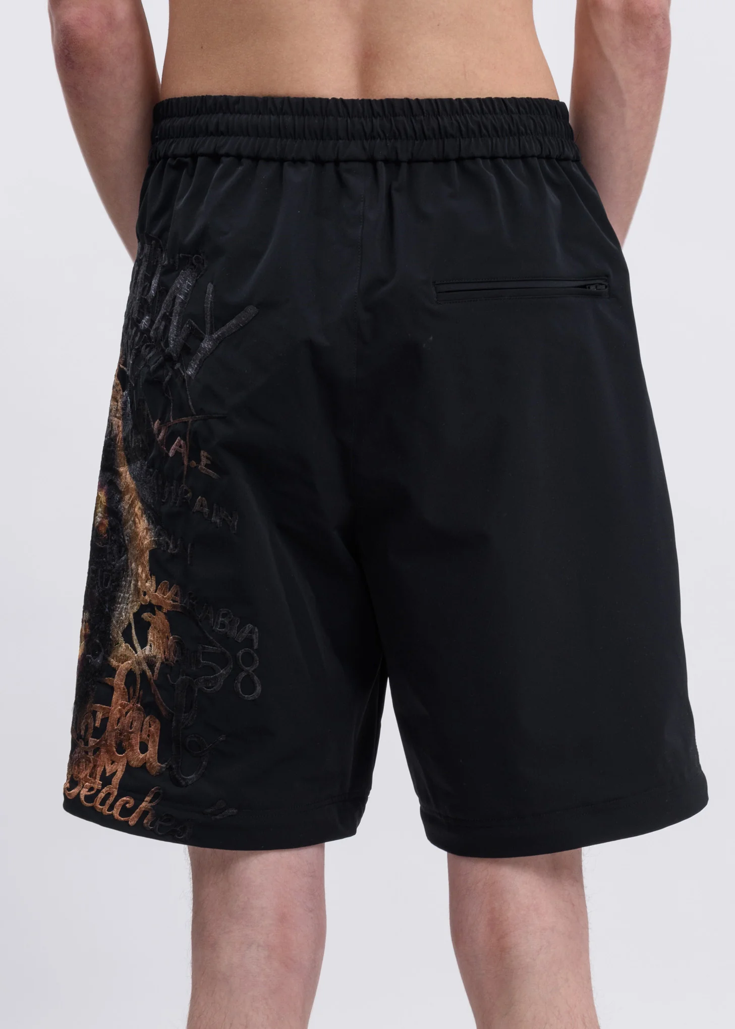 Black Printed Chaos Embroidery Two Way Pants - Image 9