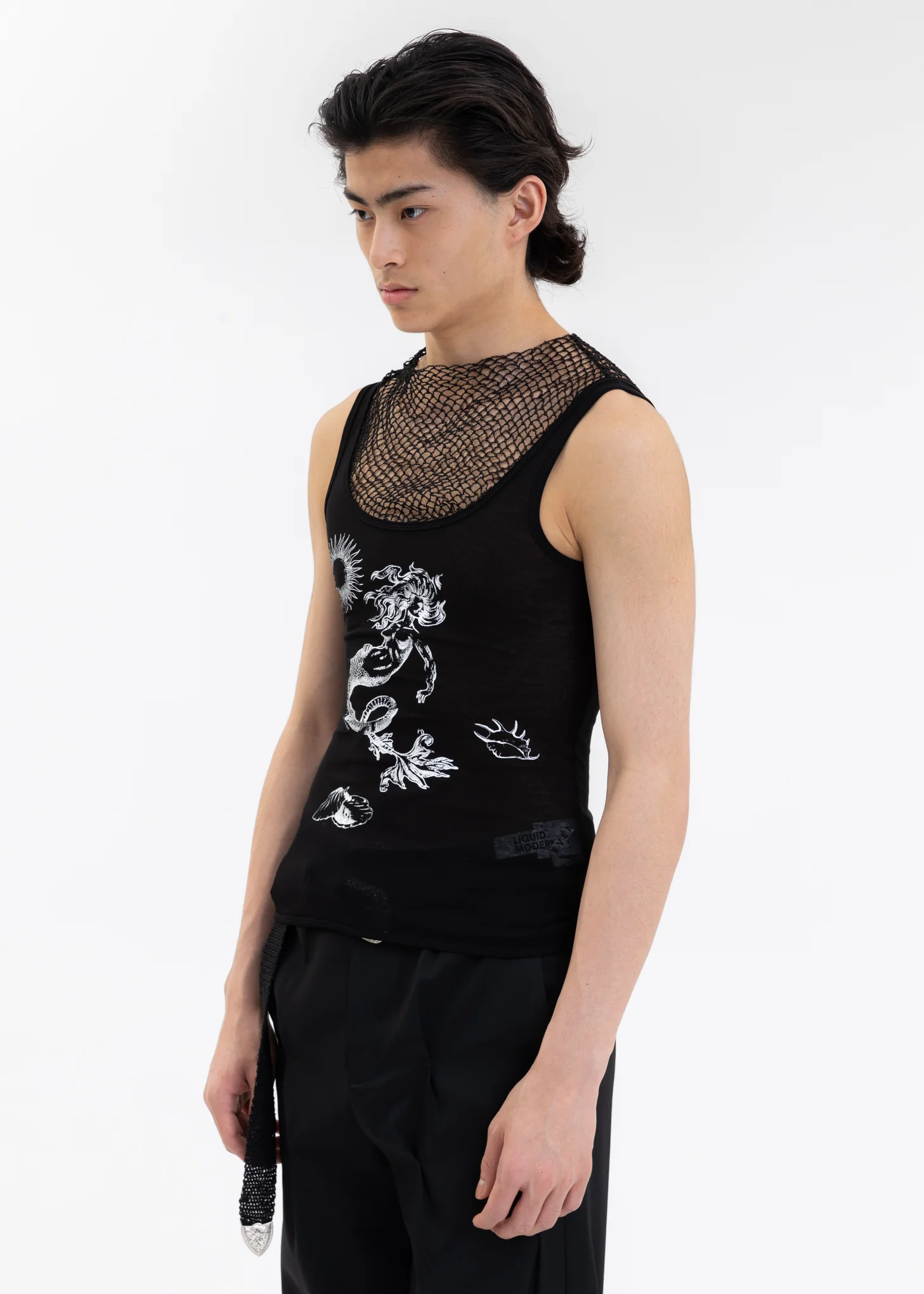 Black Printed Crocheted Vest - Image 3