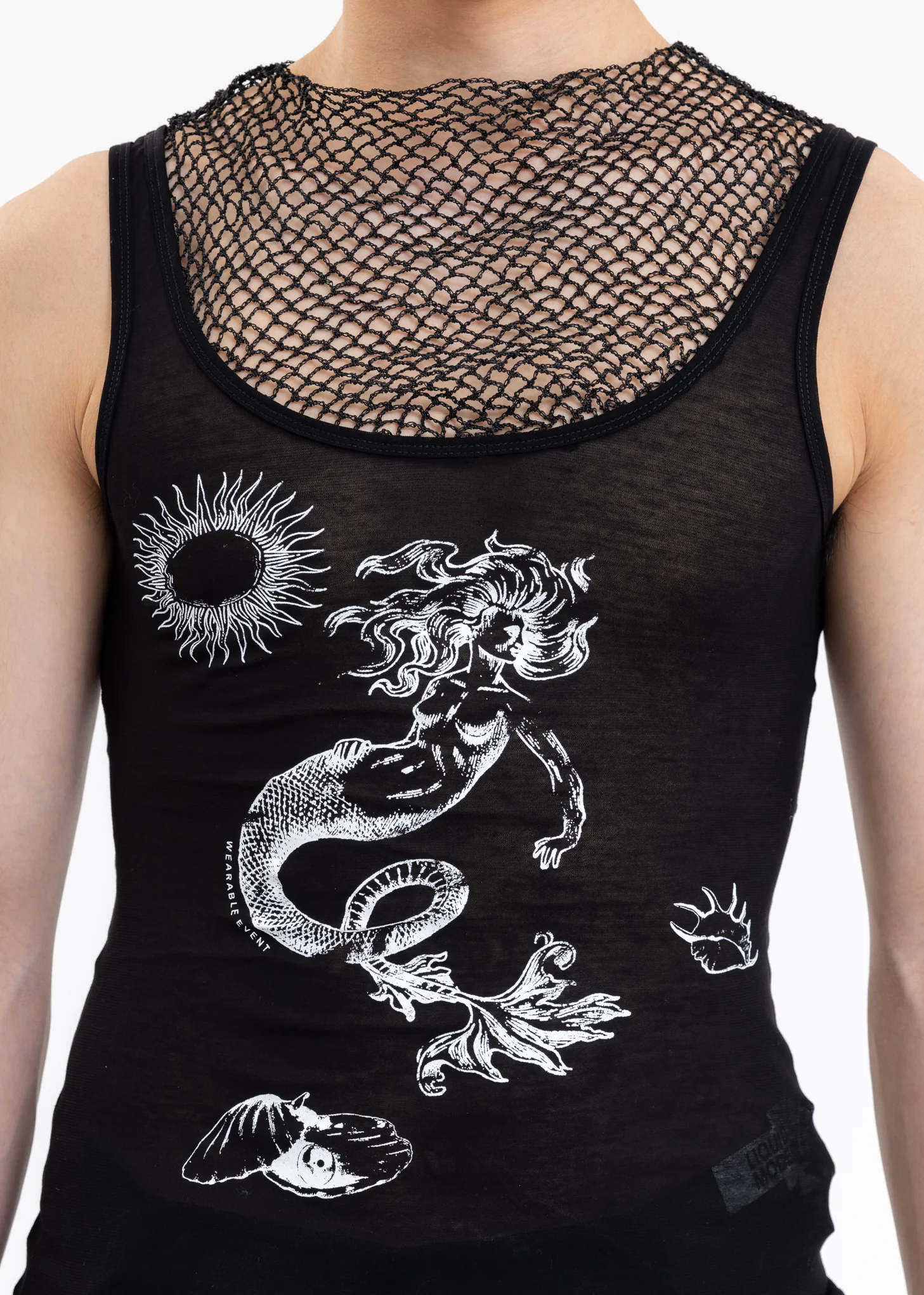 Black Printed Crocheted Vest - Image 4