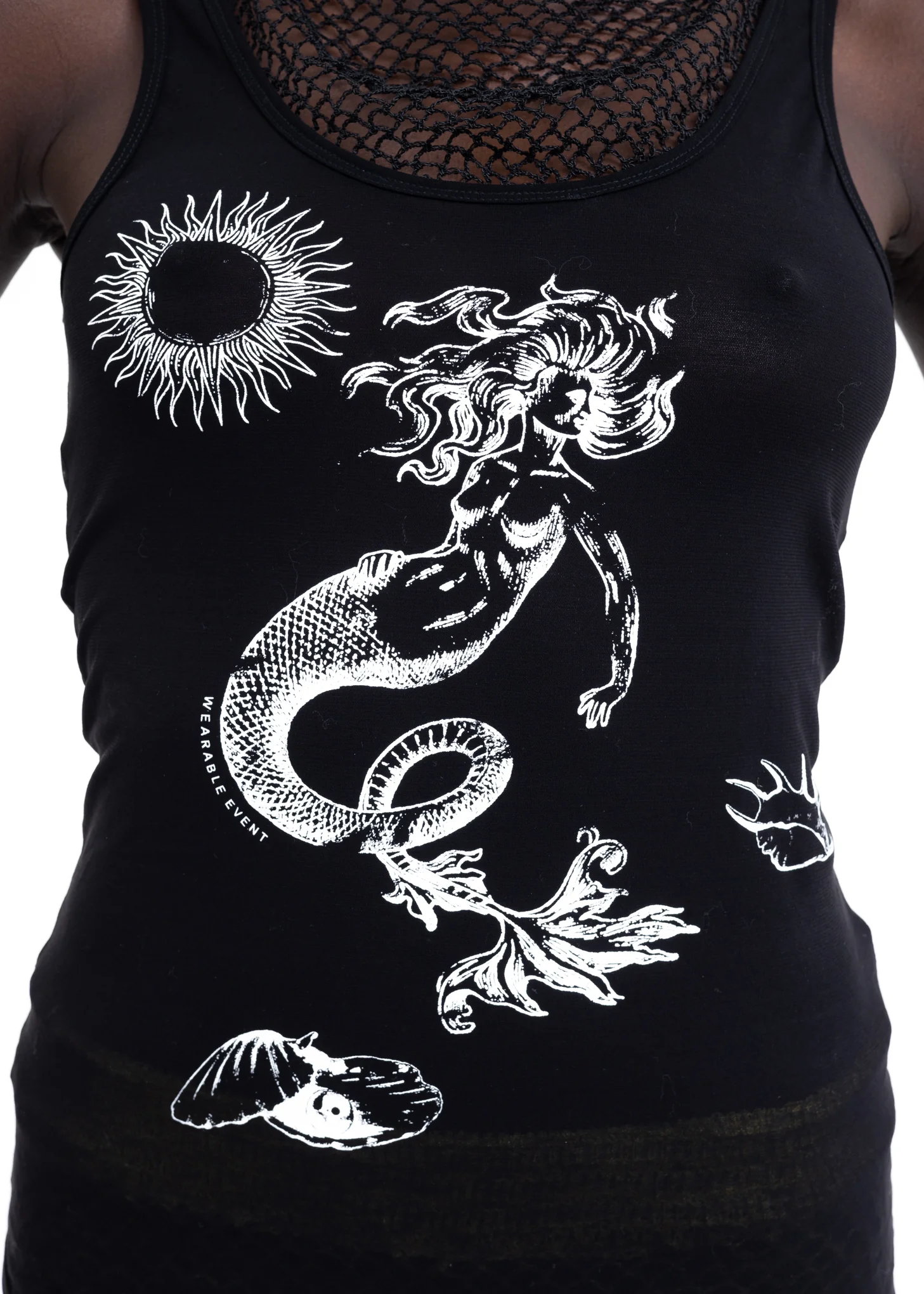 Black Printed Crocheted Vest - Image 2