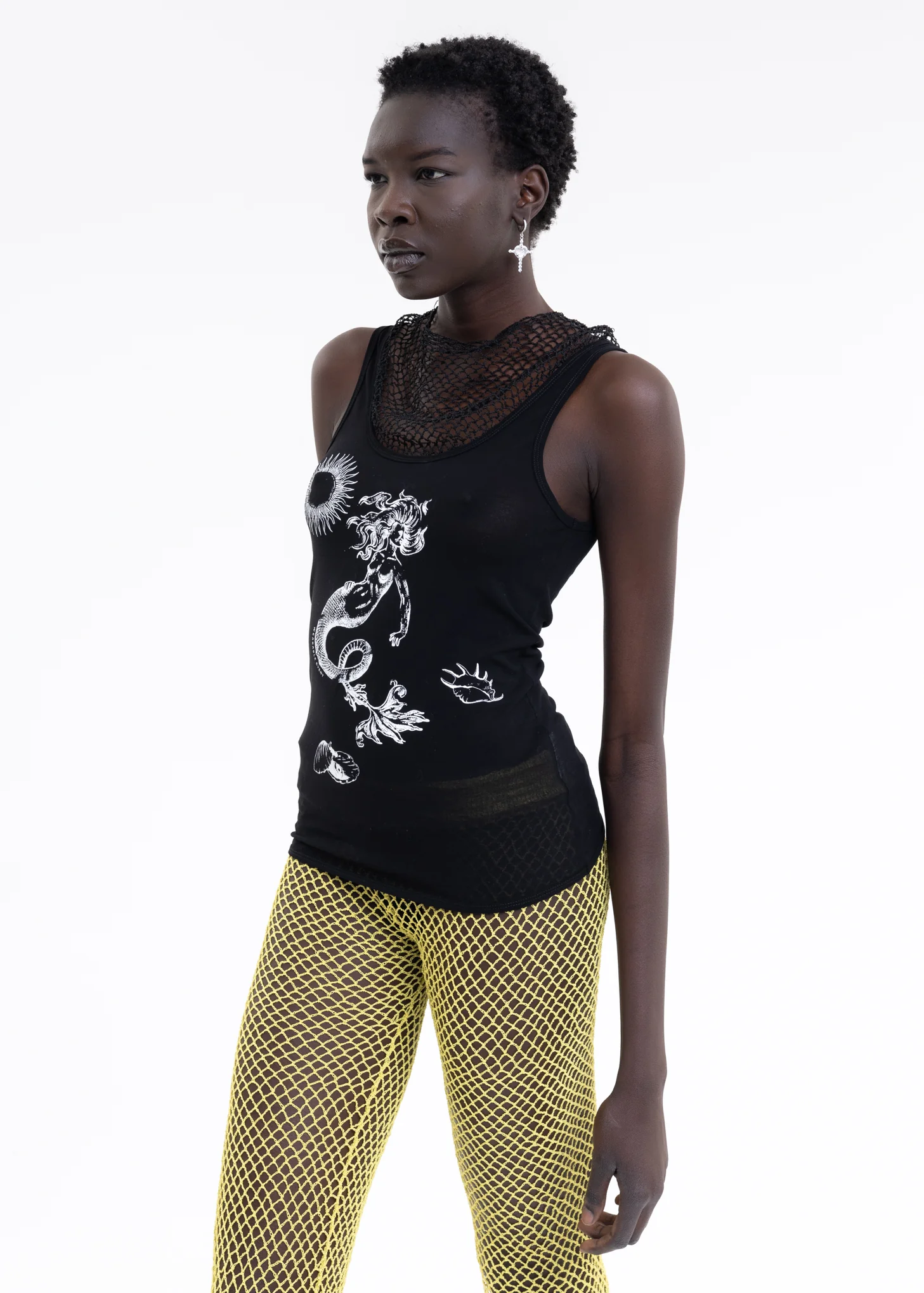 Black Printed Crocheted Vest - Image 3