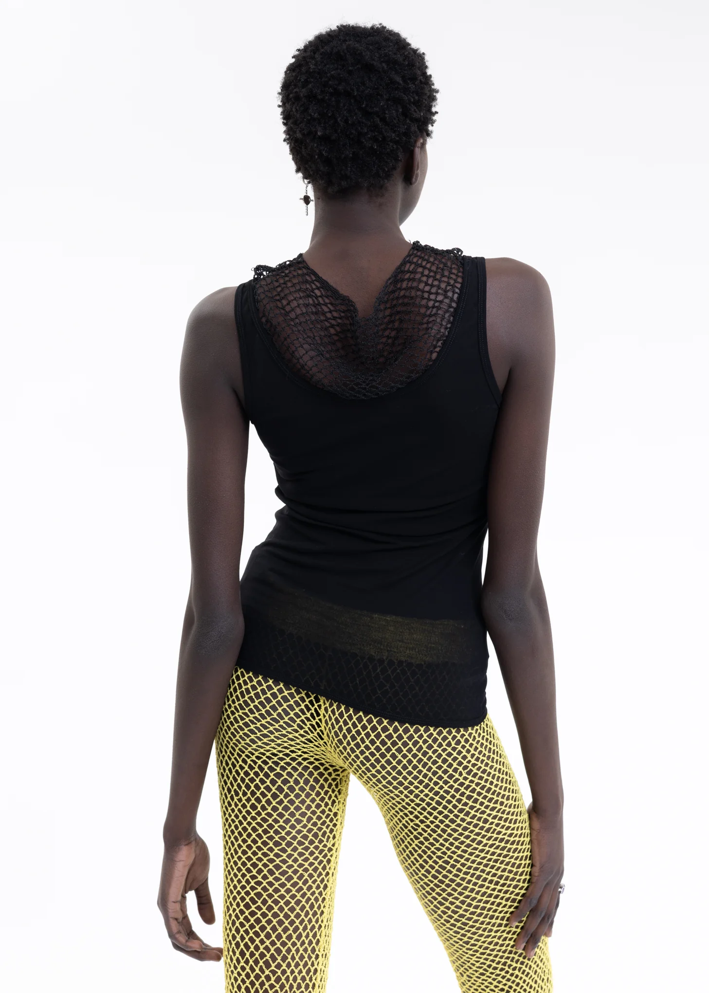 Black Printed Crocheted Vest - Image 4