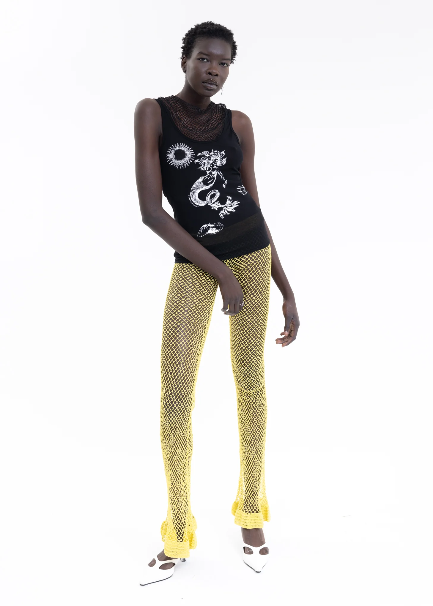 Black Printed Crocheted Vest - Image 5