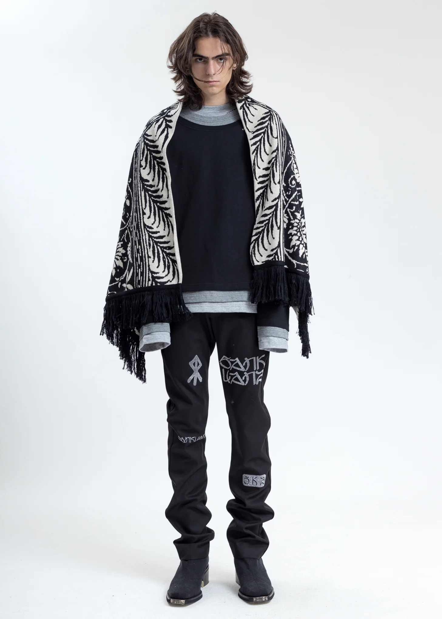 Black Printed Scarf - Image 5