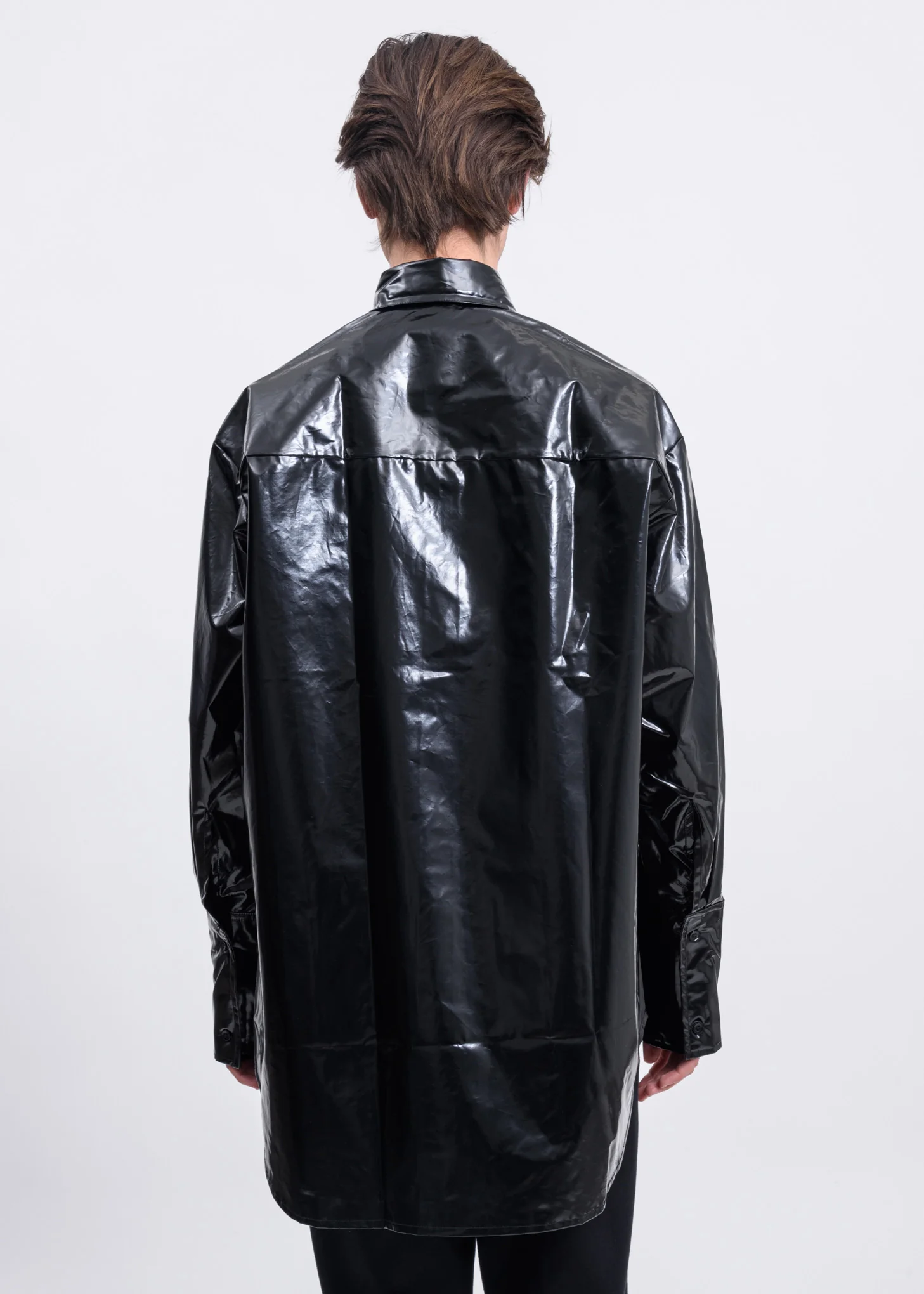 Black PU Oversized Shirt - Image 3