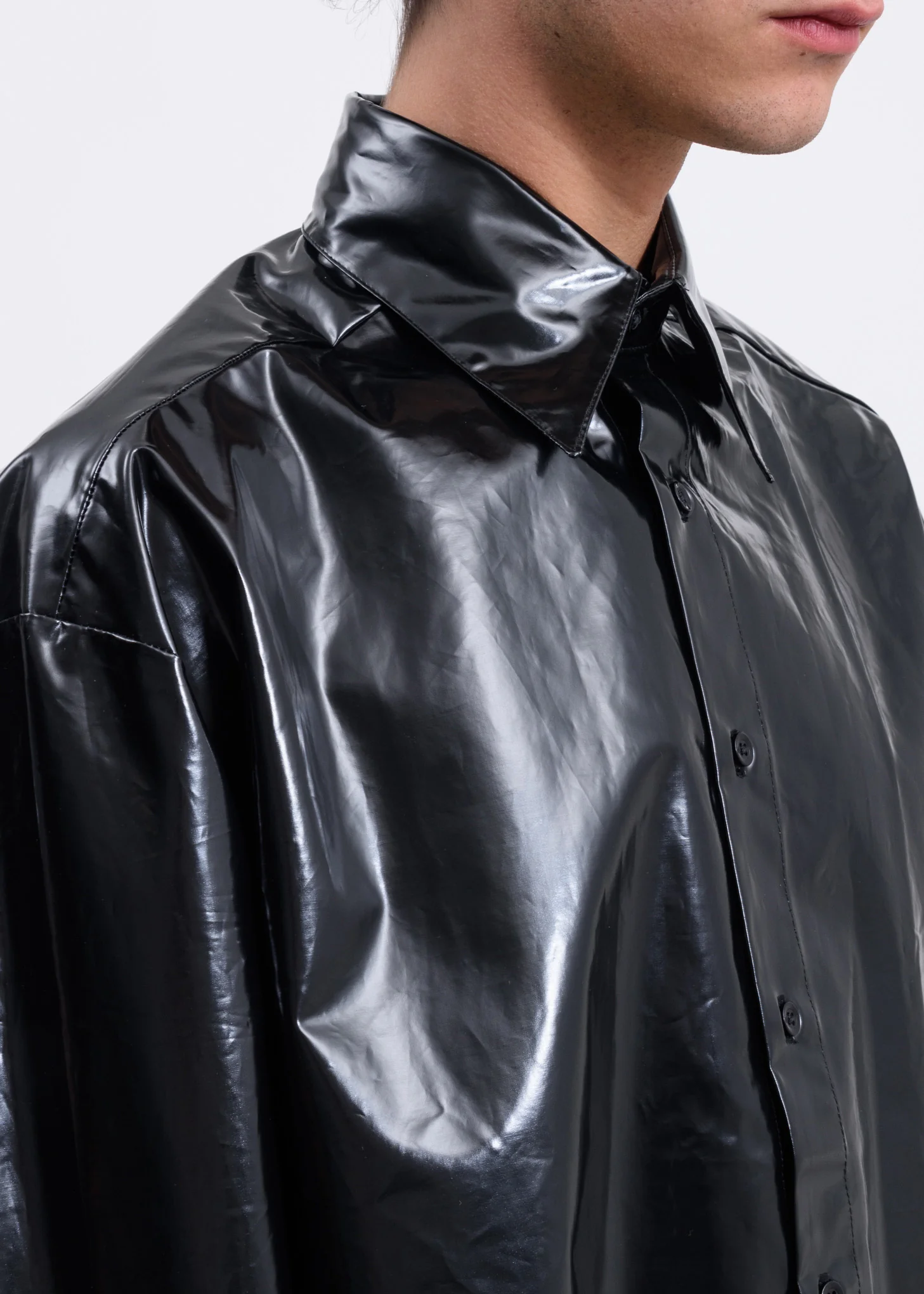 Black PU Oversized Shirt - Image 4