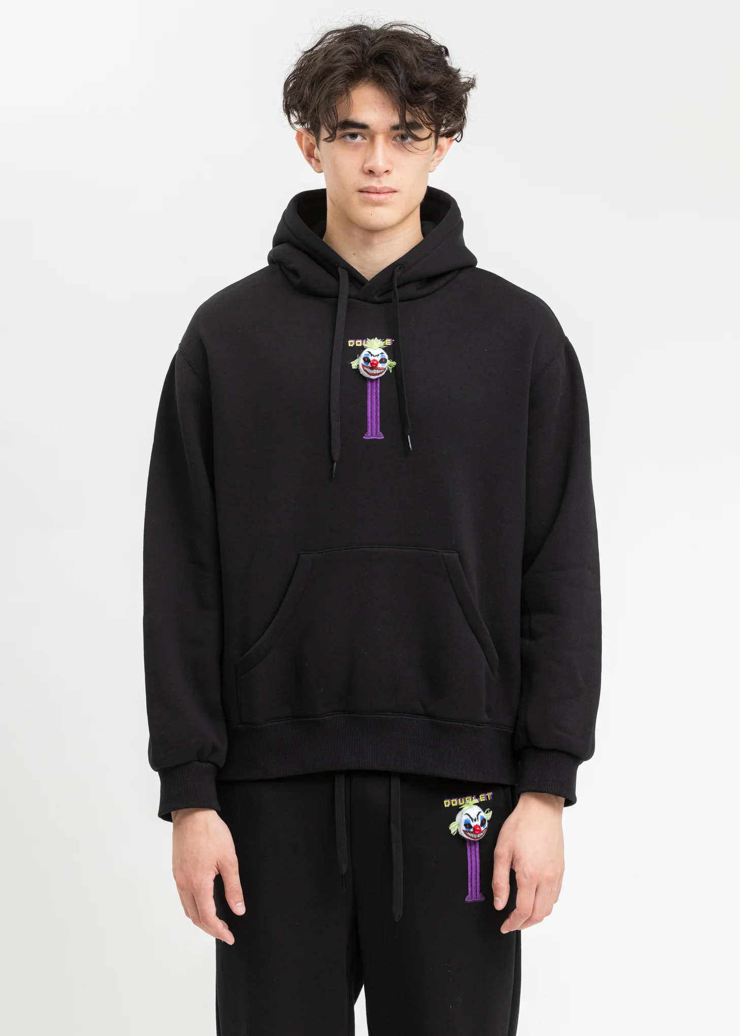 Black Puppet Embroidery Hoodie