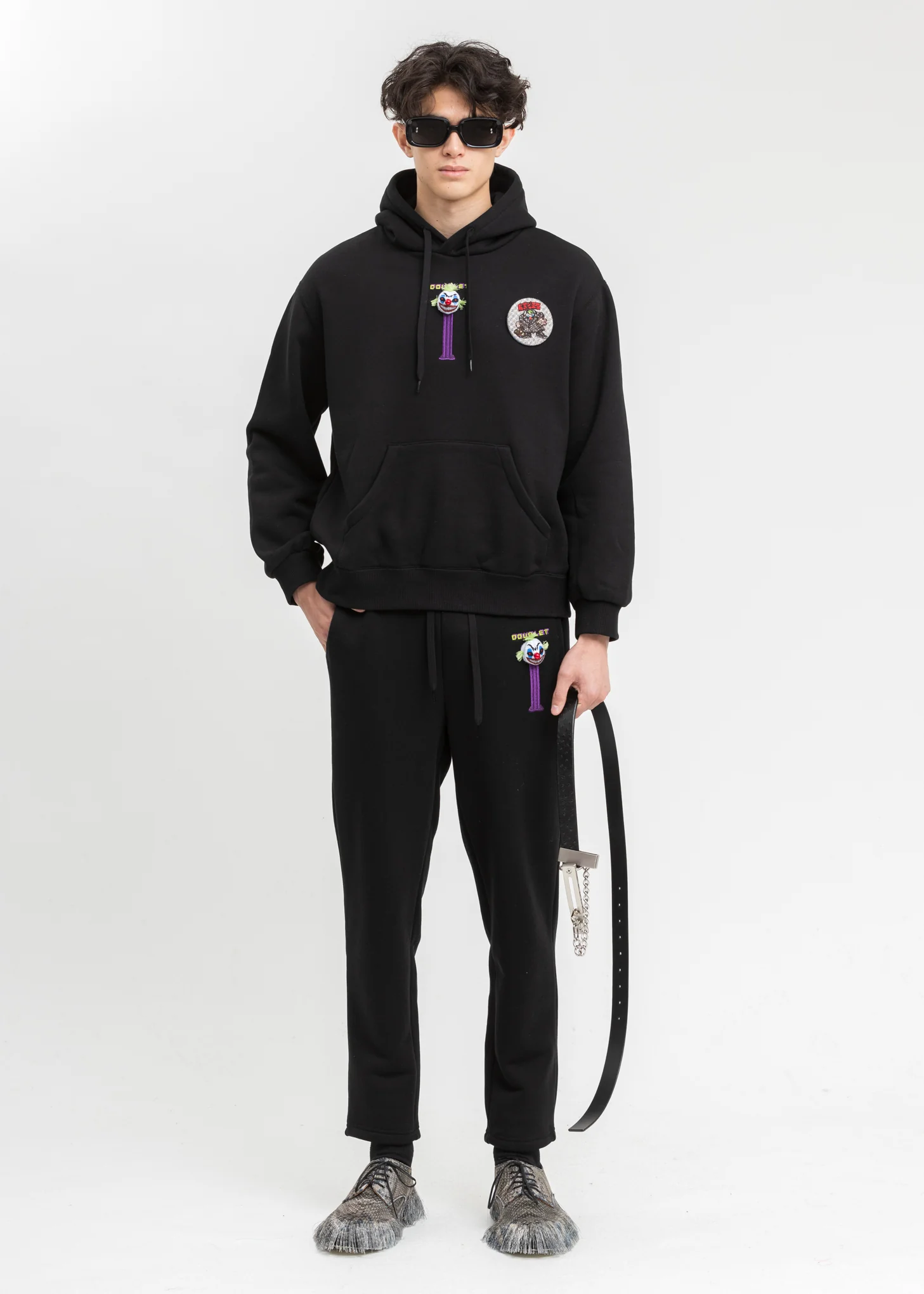 Black Puppet Embroidery Hoodie - Image 2