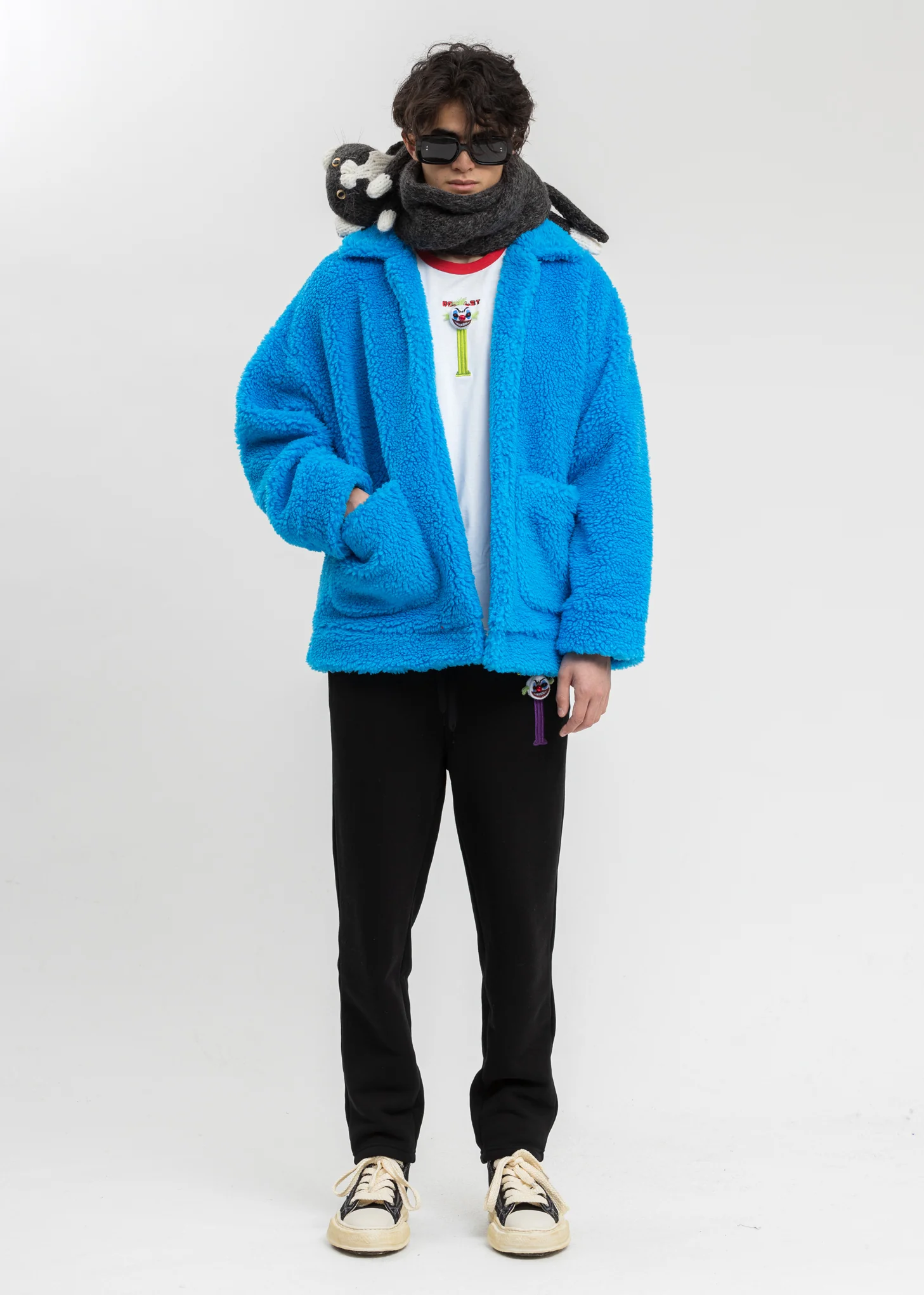 Black Puppet Embroidery Sweat Pants - Image 5