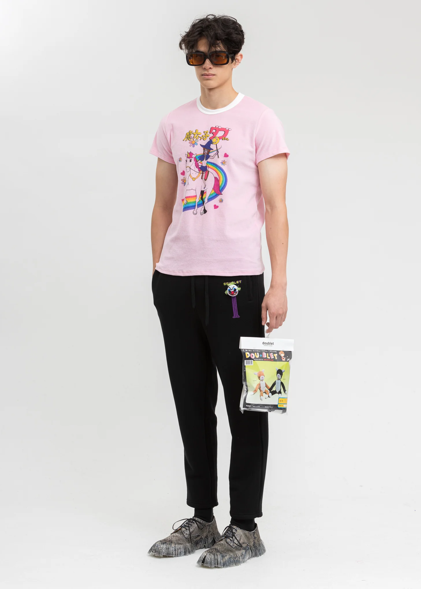 Black Puppet Embroidery Sweat Pants - Image 8