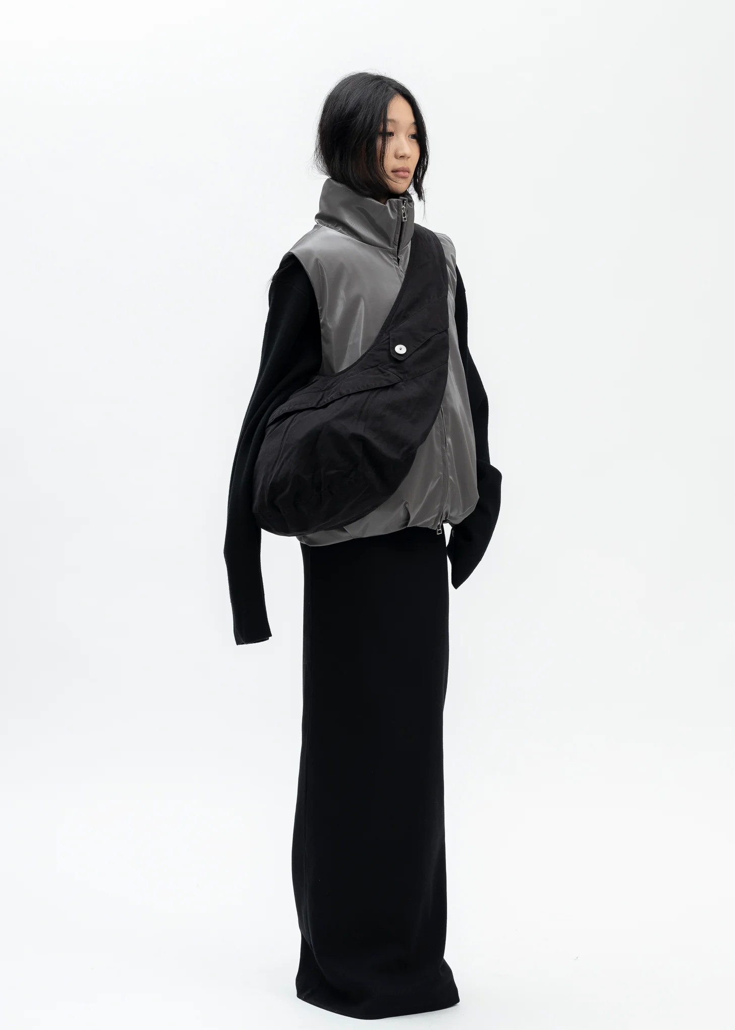 BLACK PURE DYED COTTON MIDI LIDIA BAG - Image 4