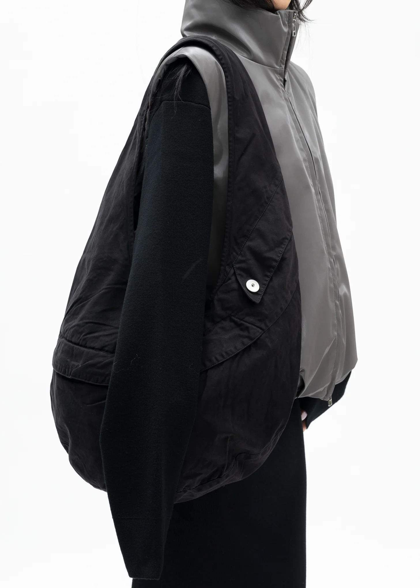 BLACK PURE DYED COTTON MIDI LIDIA BAG - Image 5