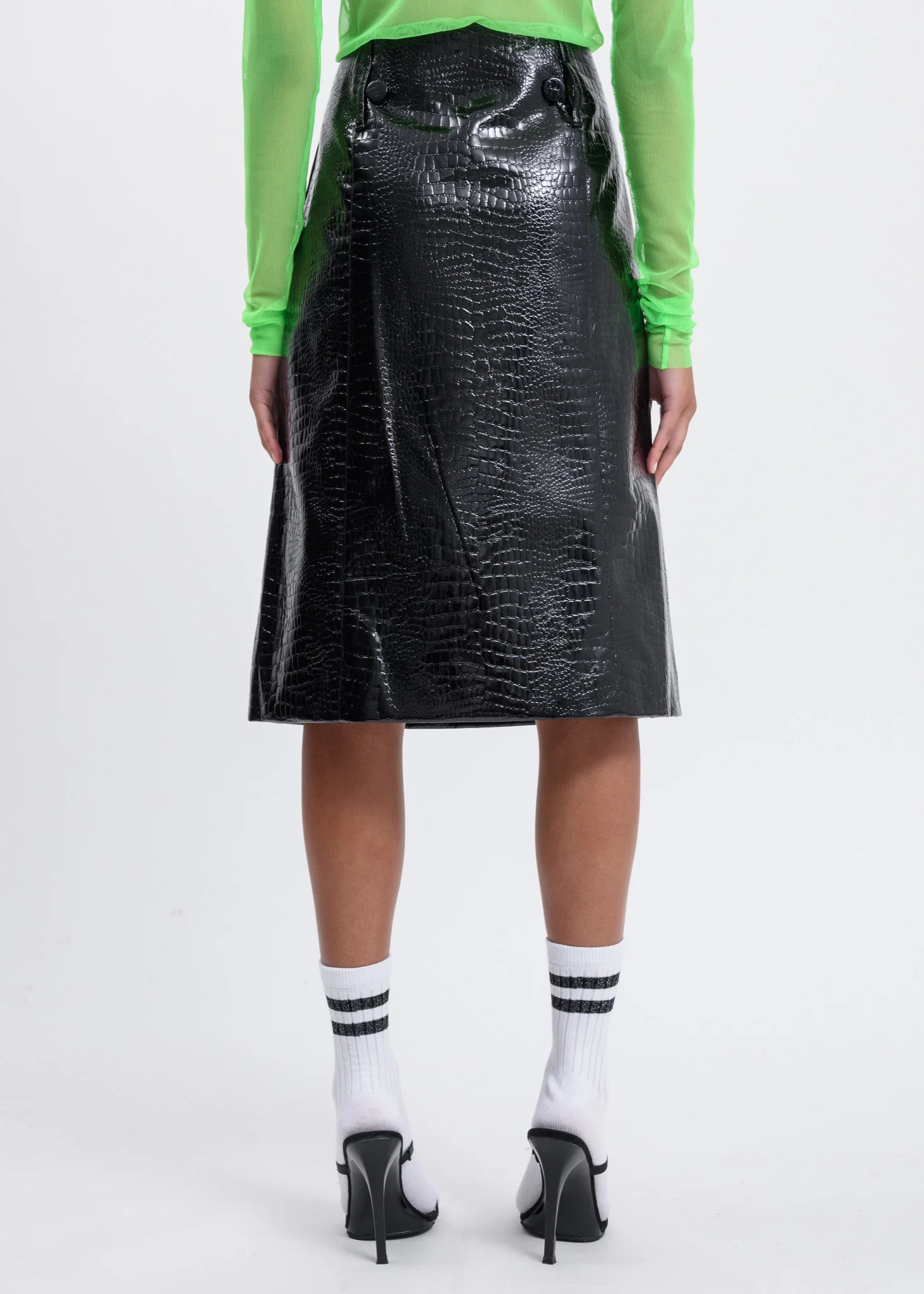 Black Python A-Lined Skirt - Image 3