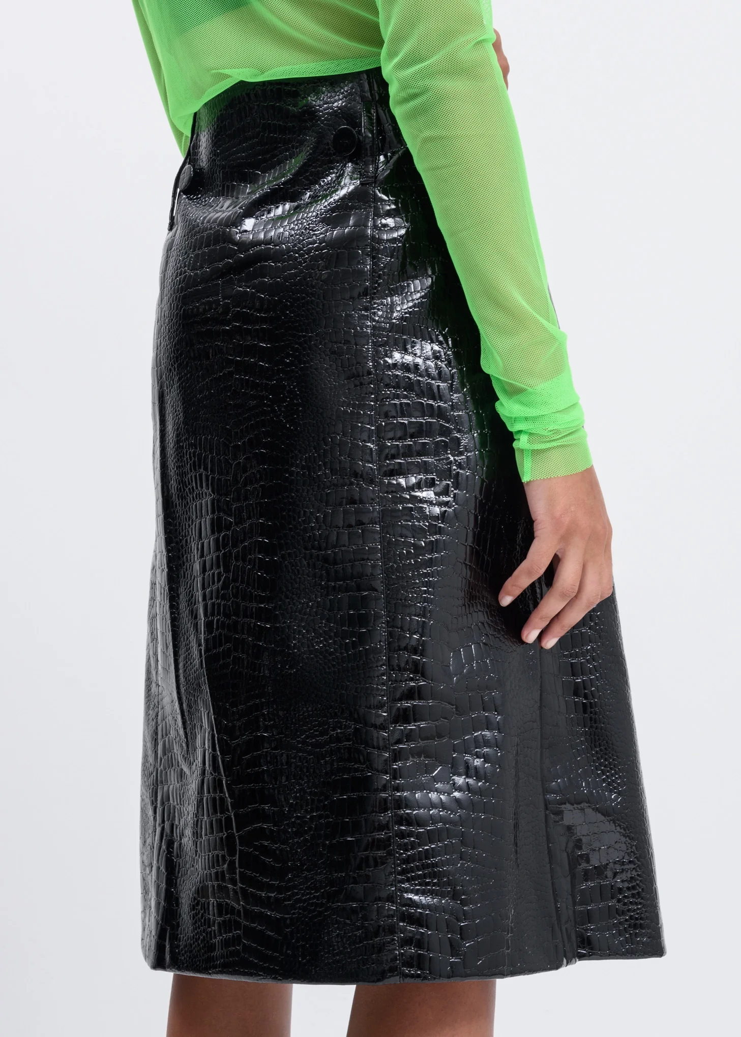 Black Python A-Lined Skirt - Image 4