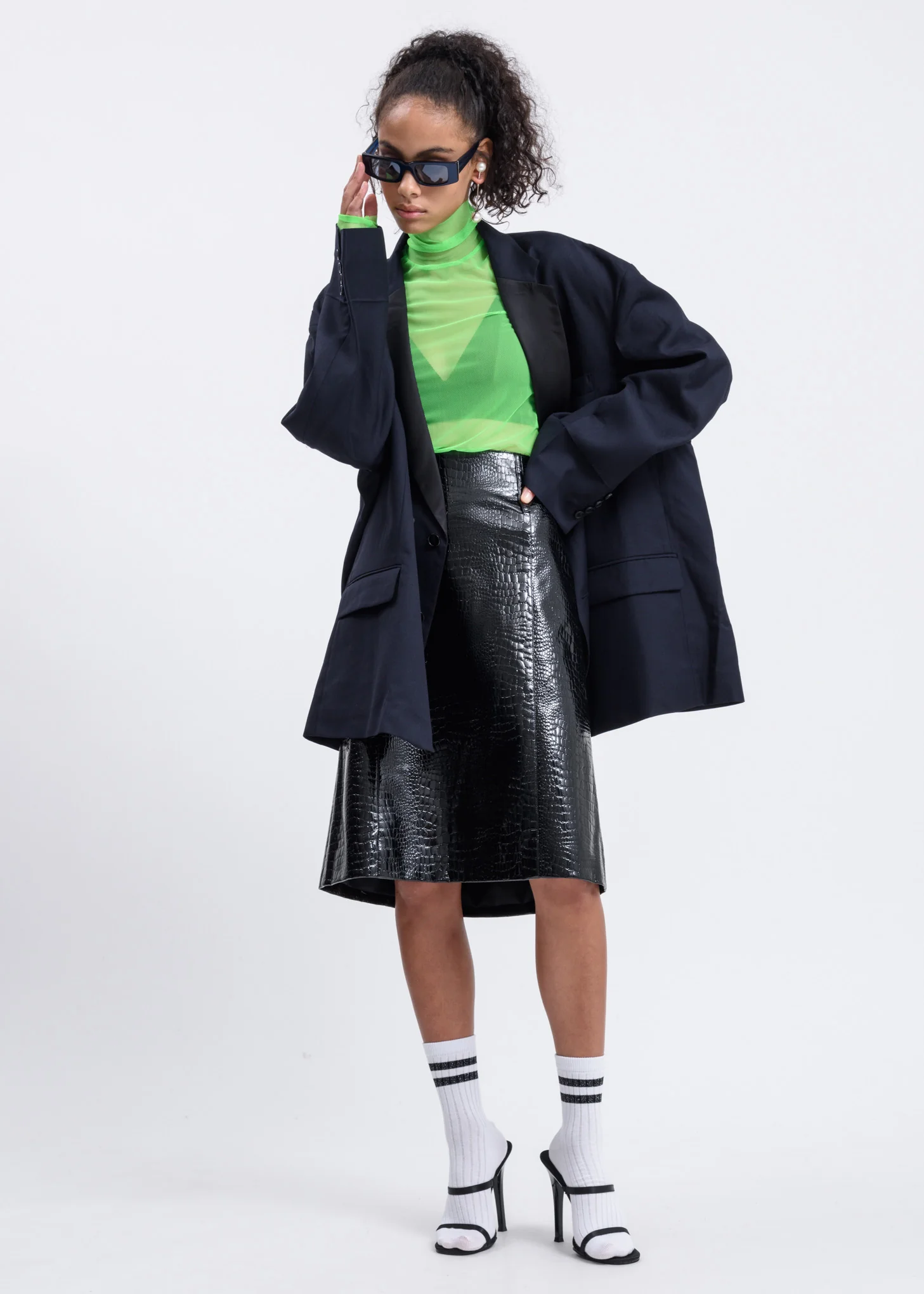 Black Python A-Lined Skirt - Image 5