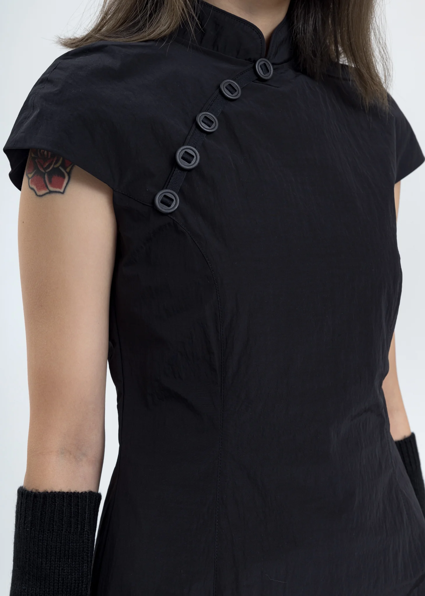 Black Qipao With Sleeves - Image 5