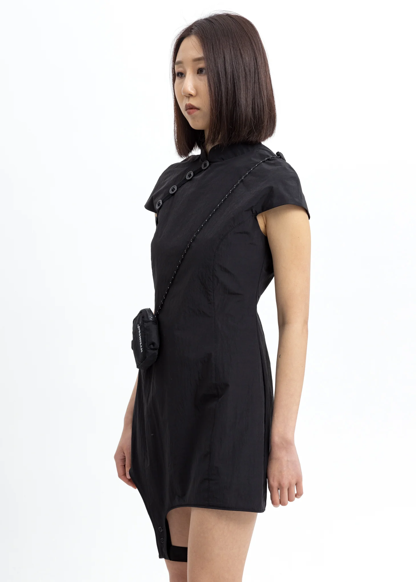 Black Qiupao Dress W/ Cigarette Pouch - Image 3