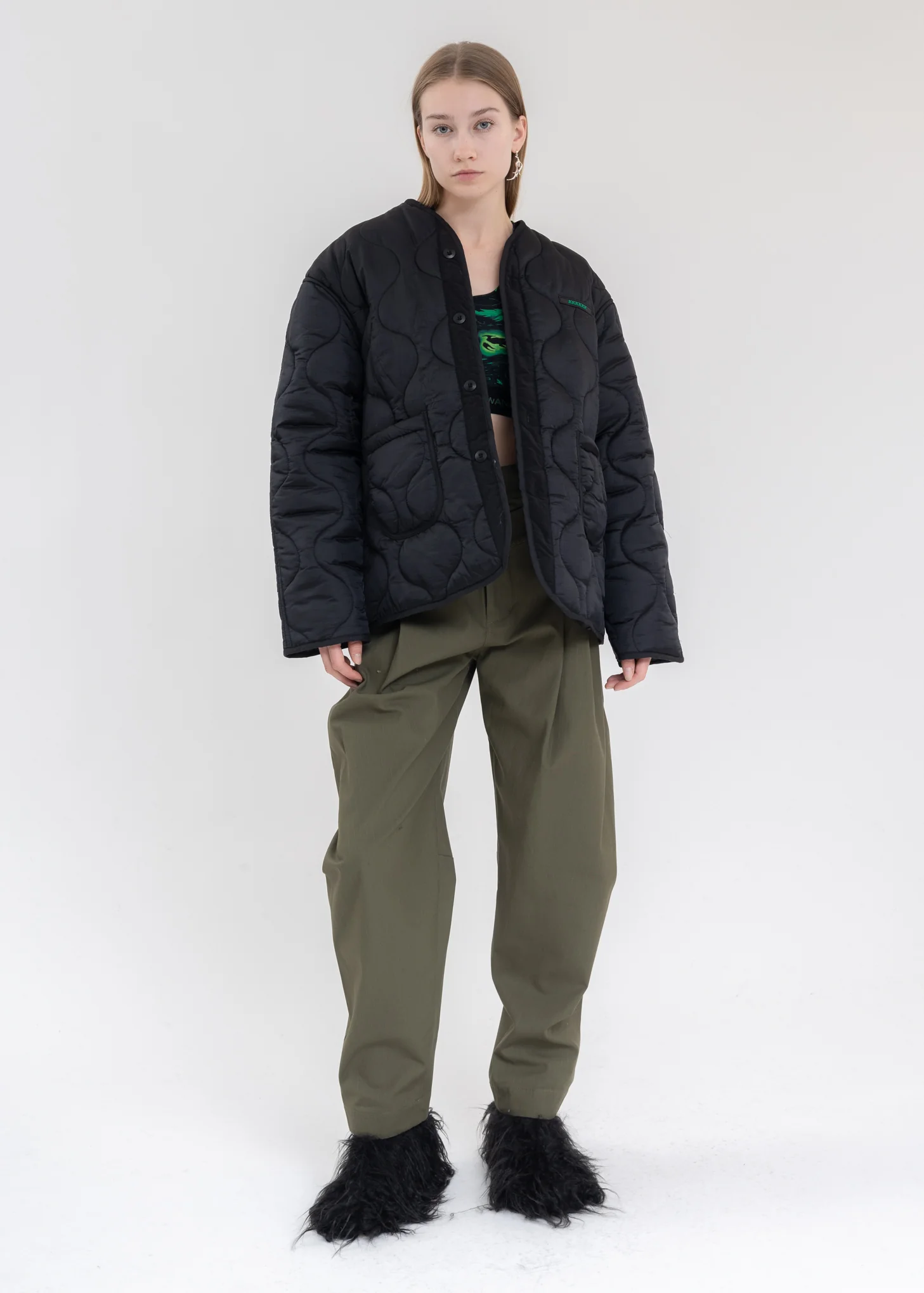 Black QUILTED JACKET With YLUML - Image 7