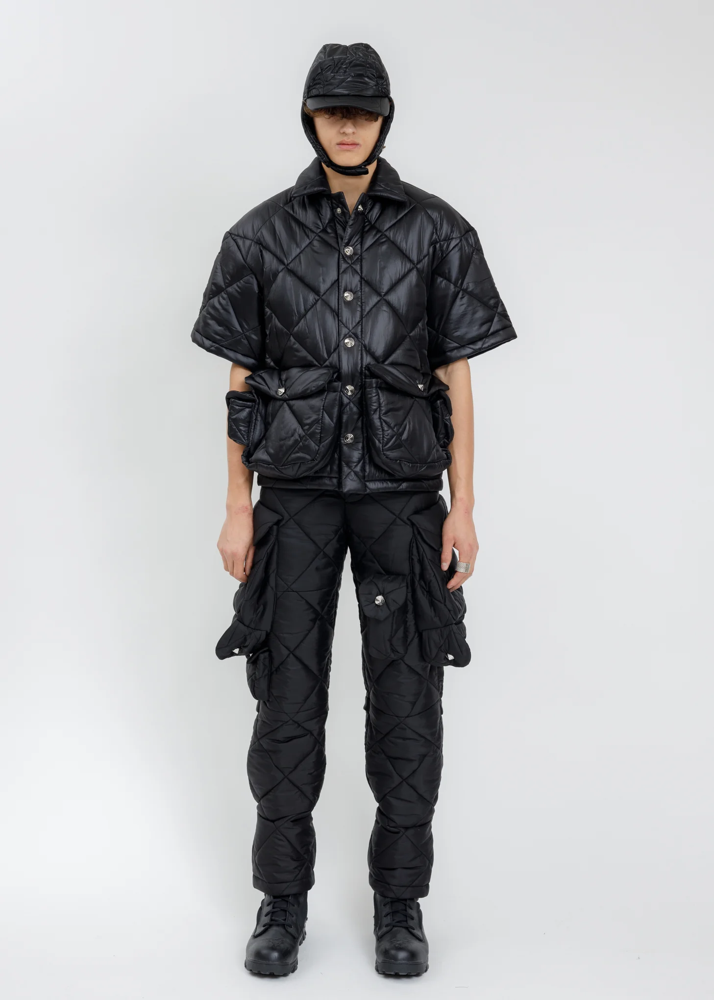 Black Quilted Trooper Hat - Image 8