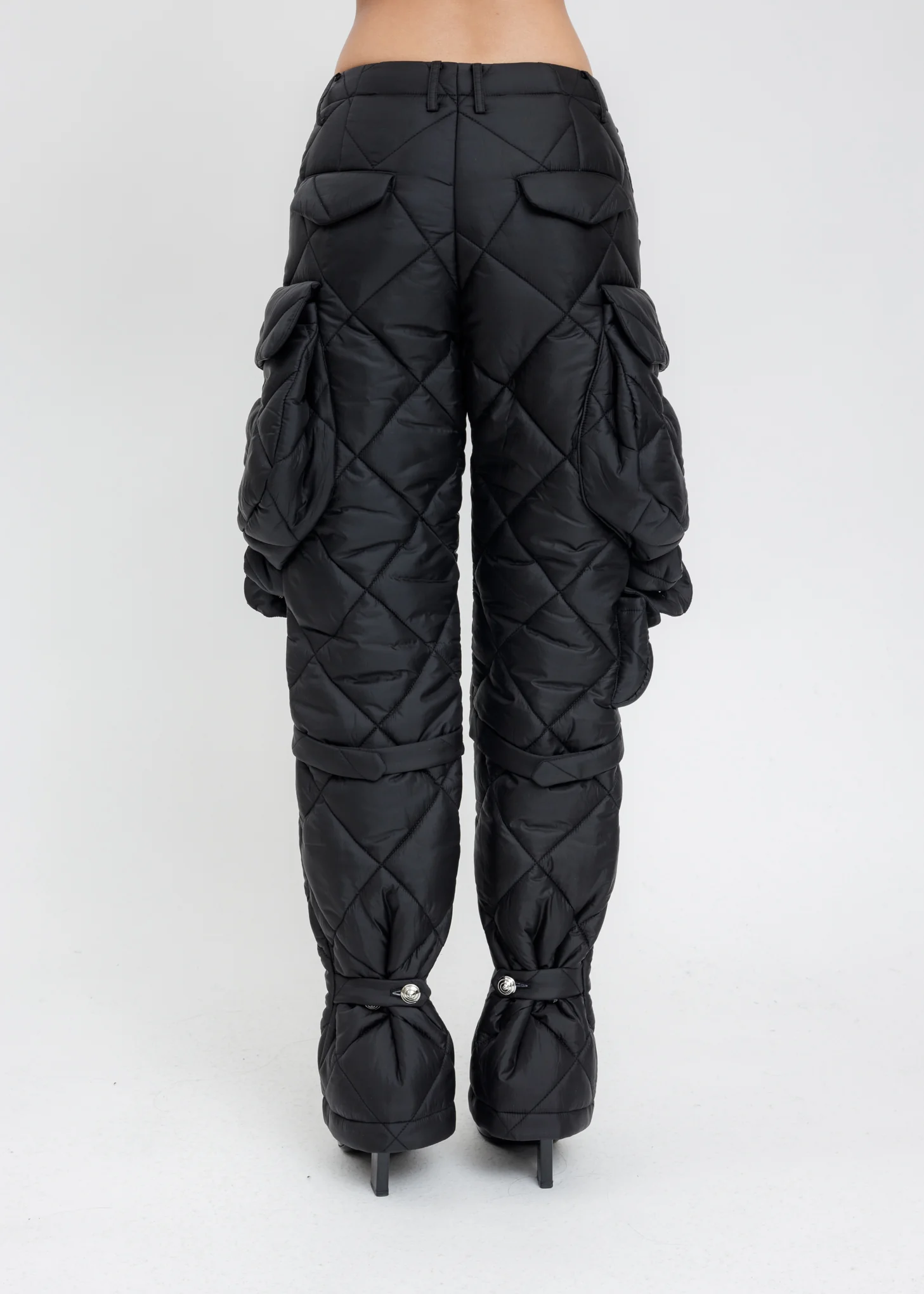 Black Quilting Cargo Pants - Image 3