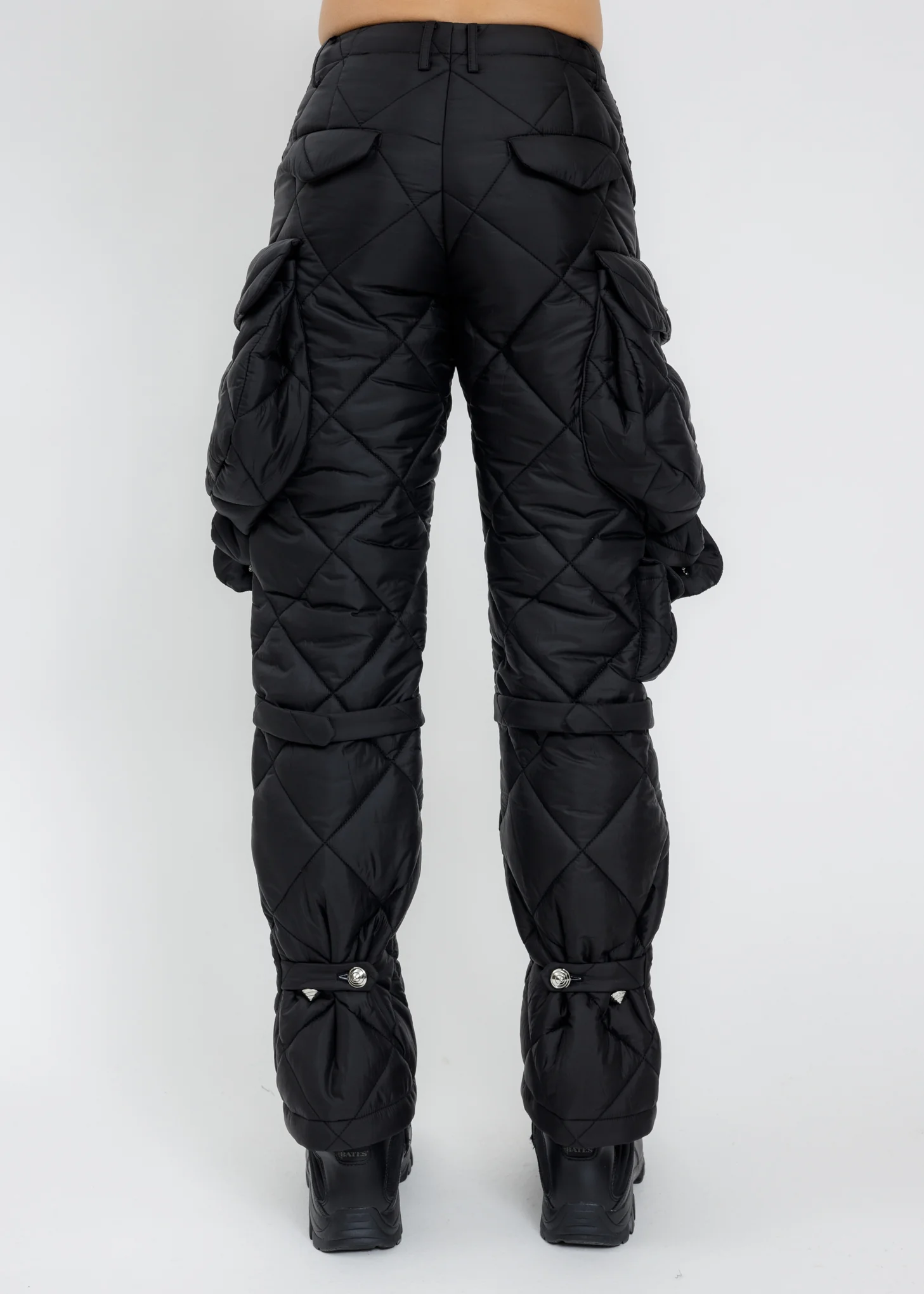 Black Quilting Cargo Pants - Image 3