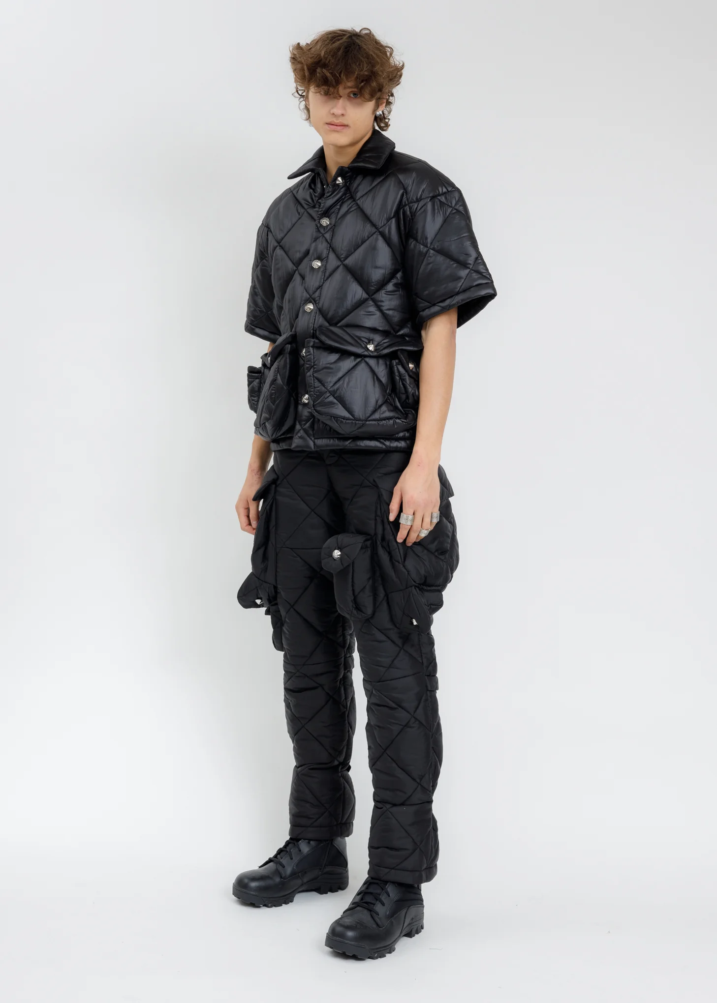 Black Quilting Cargo Pants - Image 6