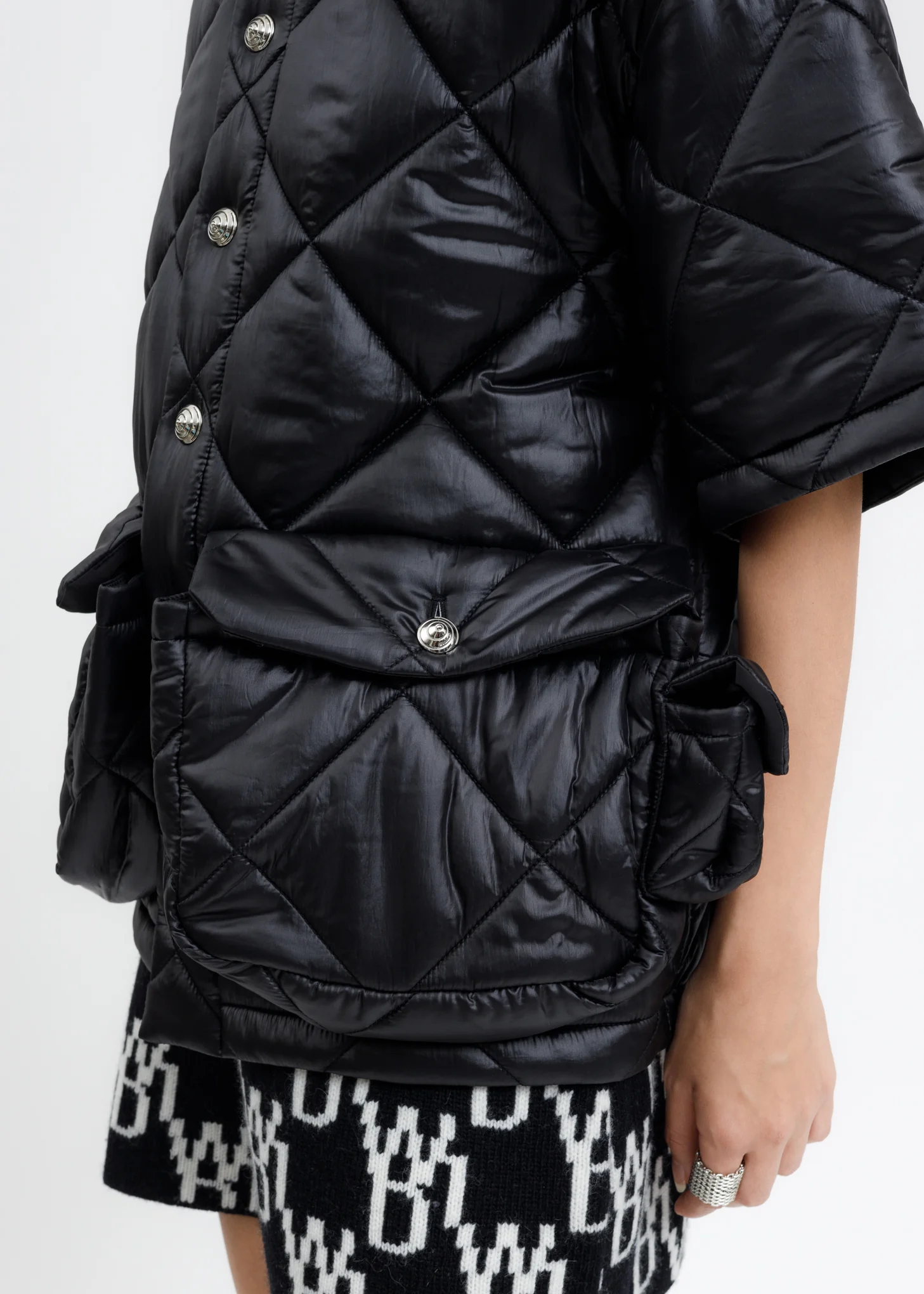Black Quilting Cargo Shirt - Image 2