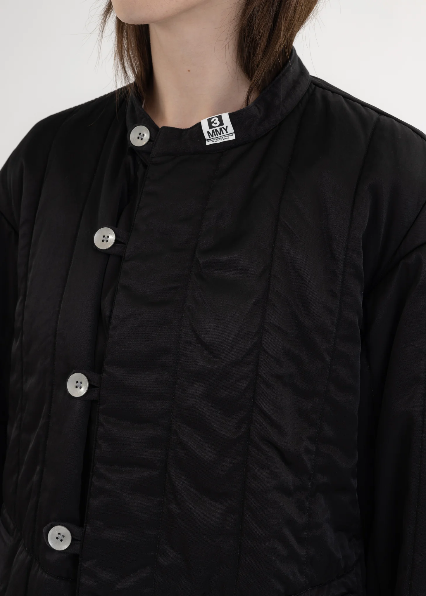 Black Quilting No-Collar Blouson - Image 4