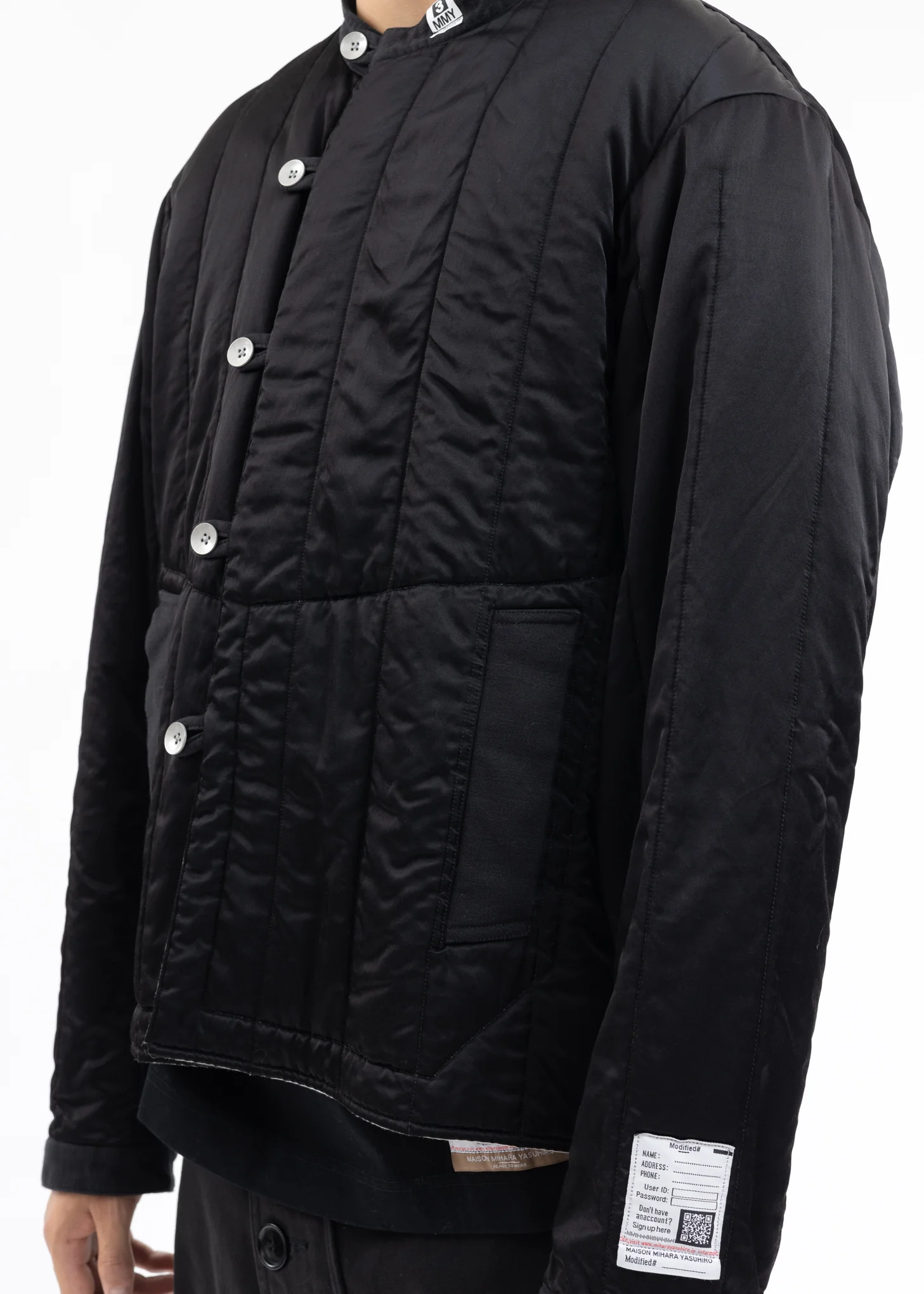 Black Quilting No-Collar Blouson - Image 4