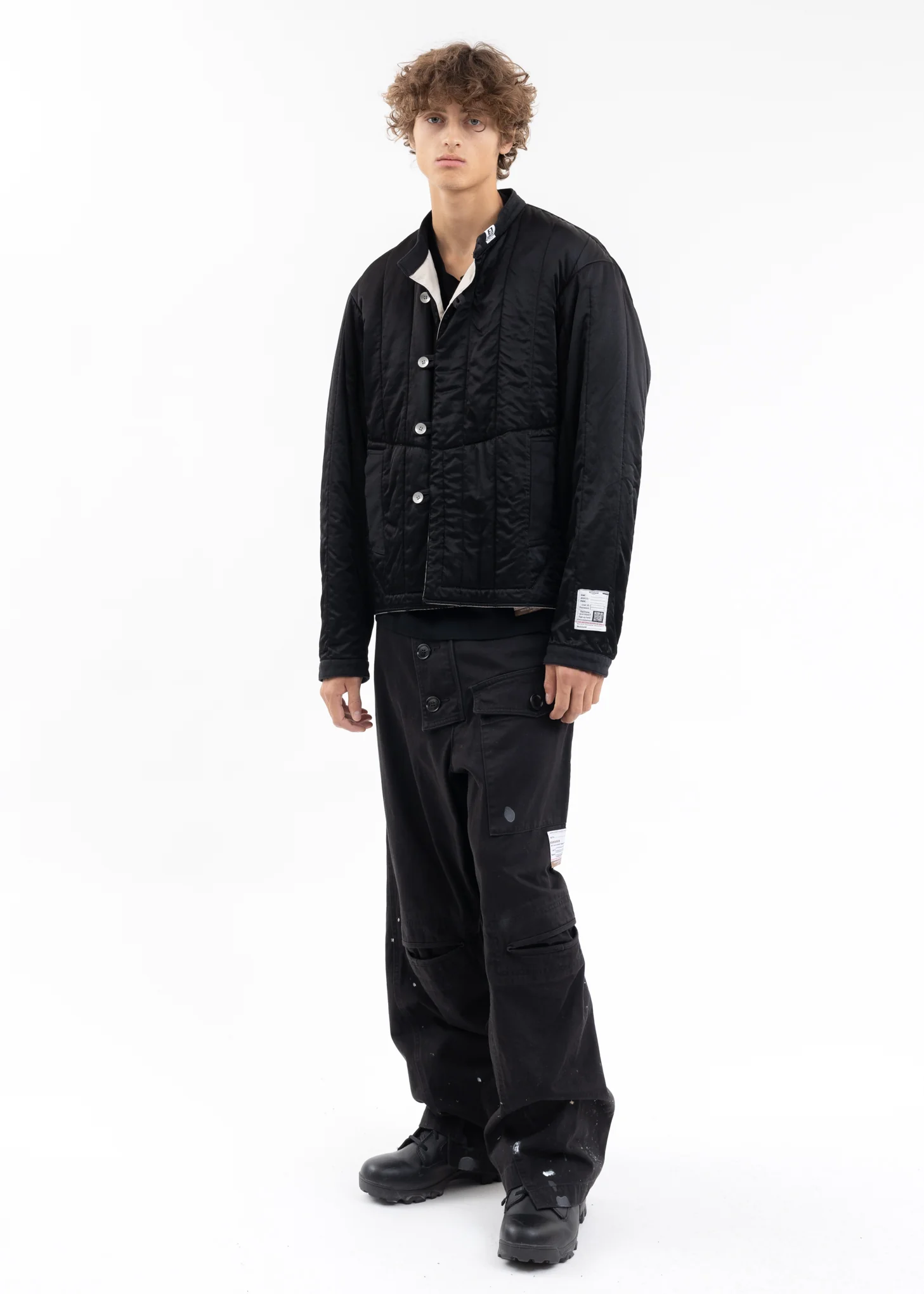 Black Quilting No-Collar Blouson - Image 5