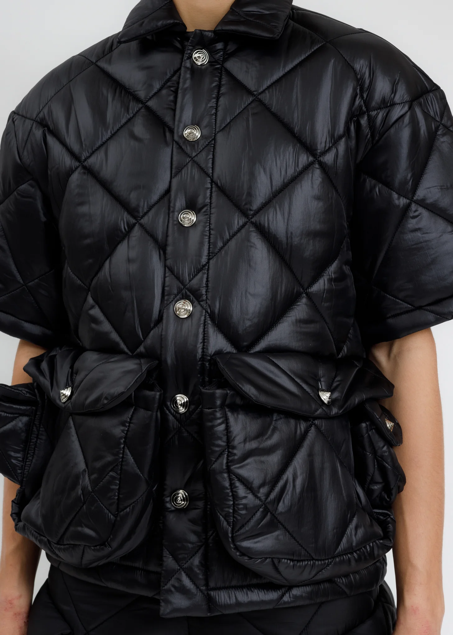 Black Quilting Cargo Shirt - Image 5