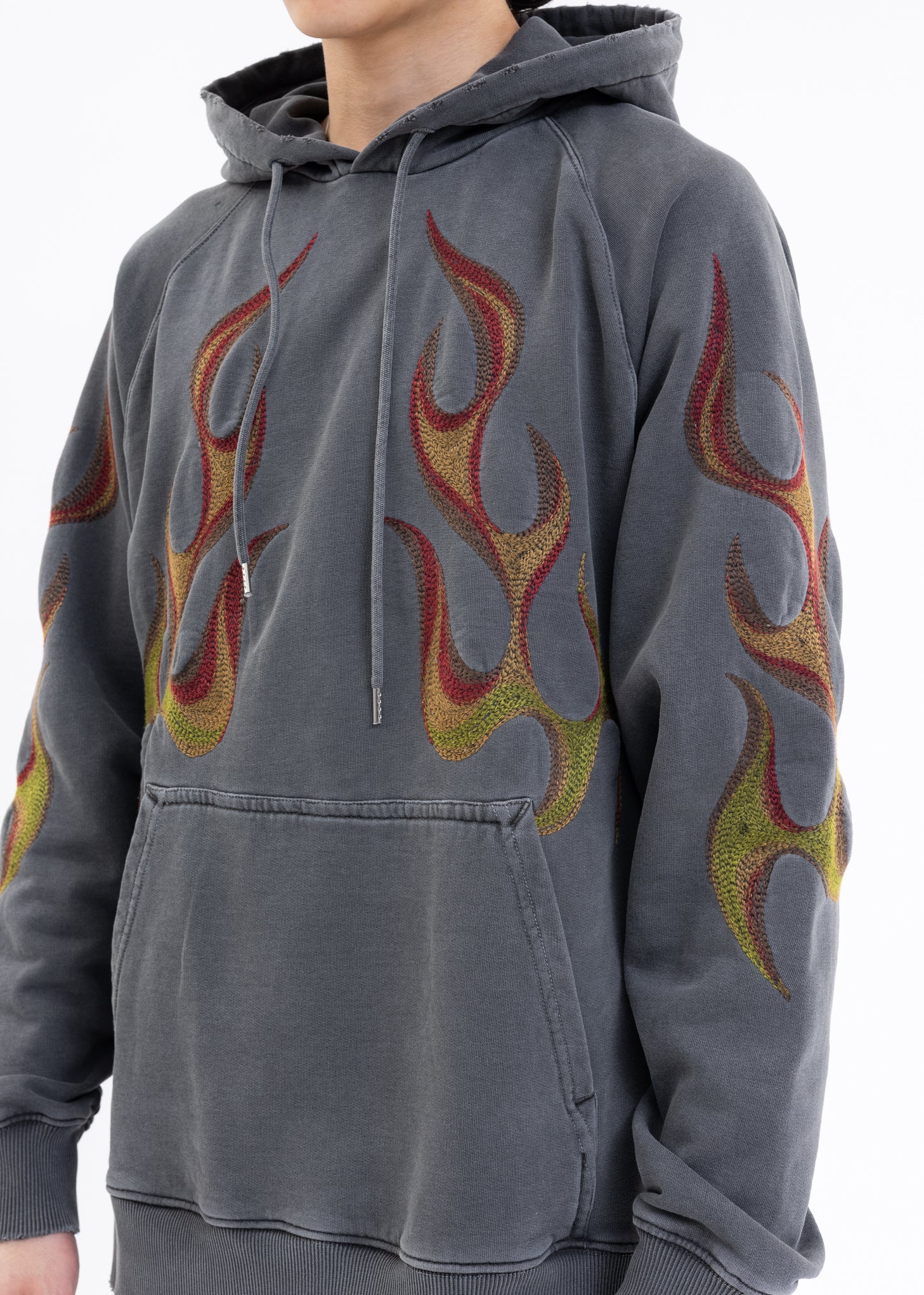 Washed Black RACING FLAMING Hoodies - Image 2