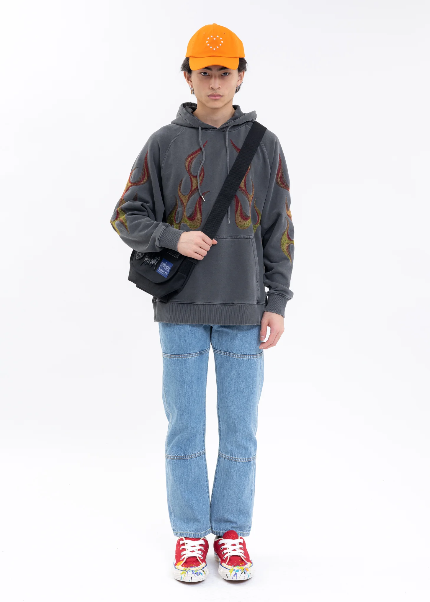 Washed Black RACING FLAMING Hoodies - Image 5