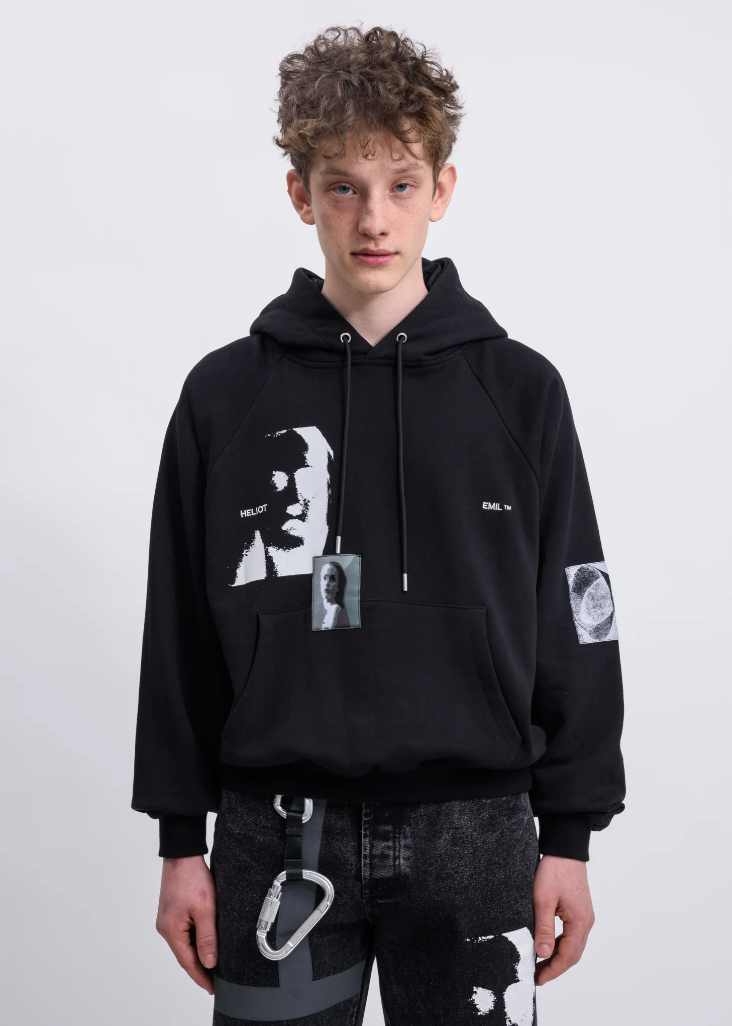 Black Raglan Faces Hoodie